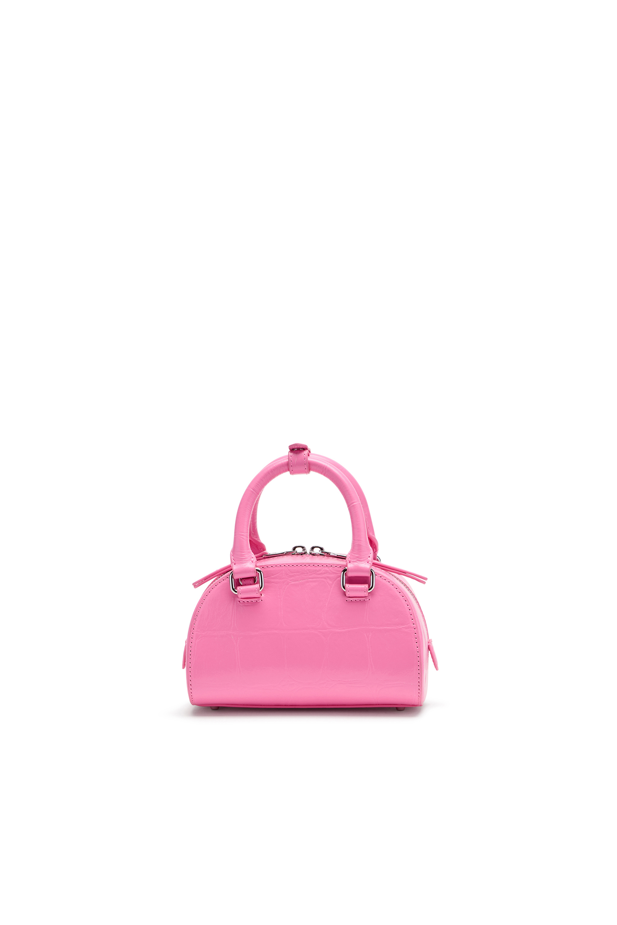 Diesel - 1DR DOME CROSSBODY, Woman's 1DR Dome-Mini bowling bag in croc-effect leather in Pink - 3
