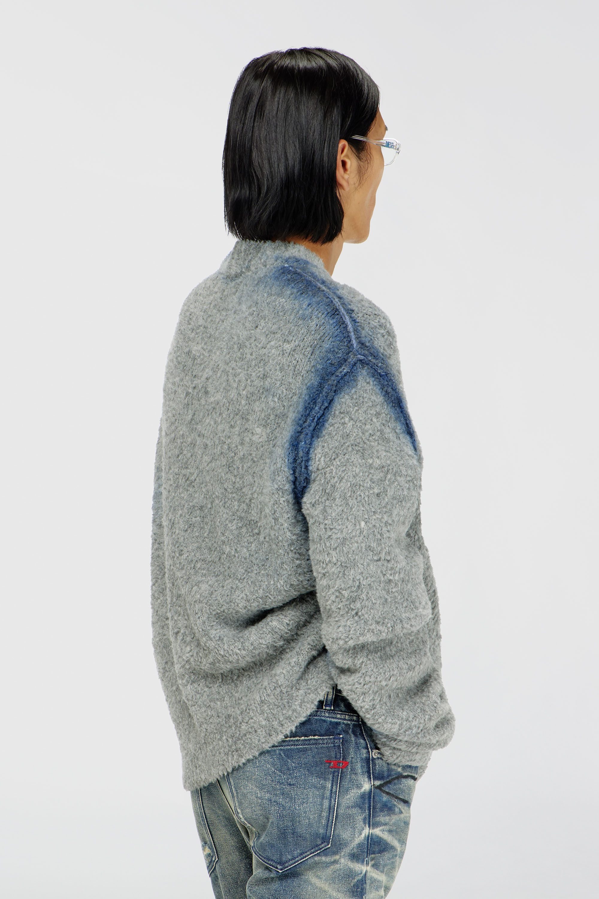 Diesel - K-REMO, Man's Alpaca-blend cardigan with spray-dyed seams in Grey - 4
