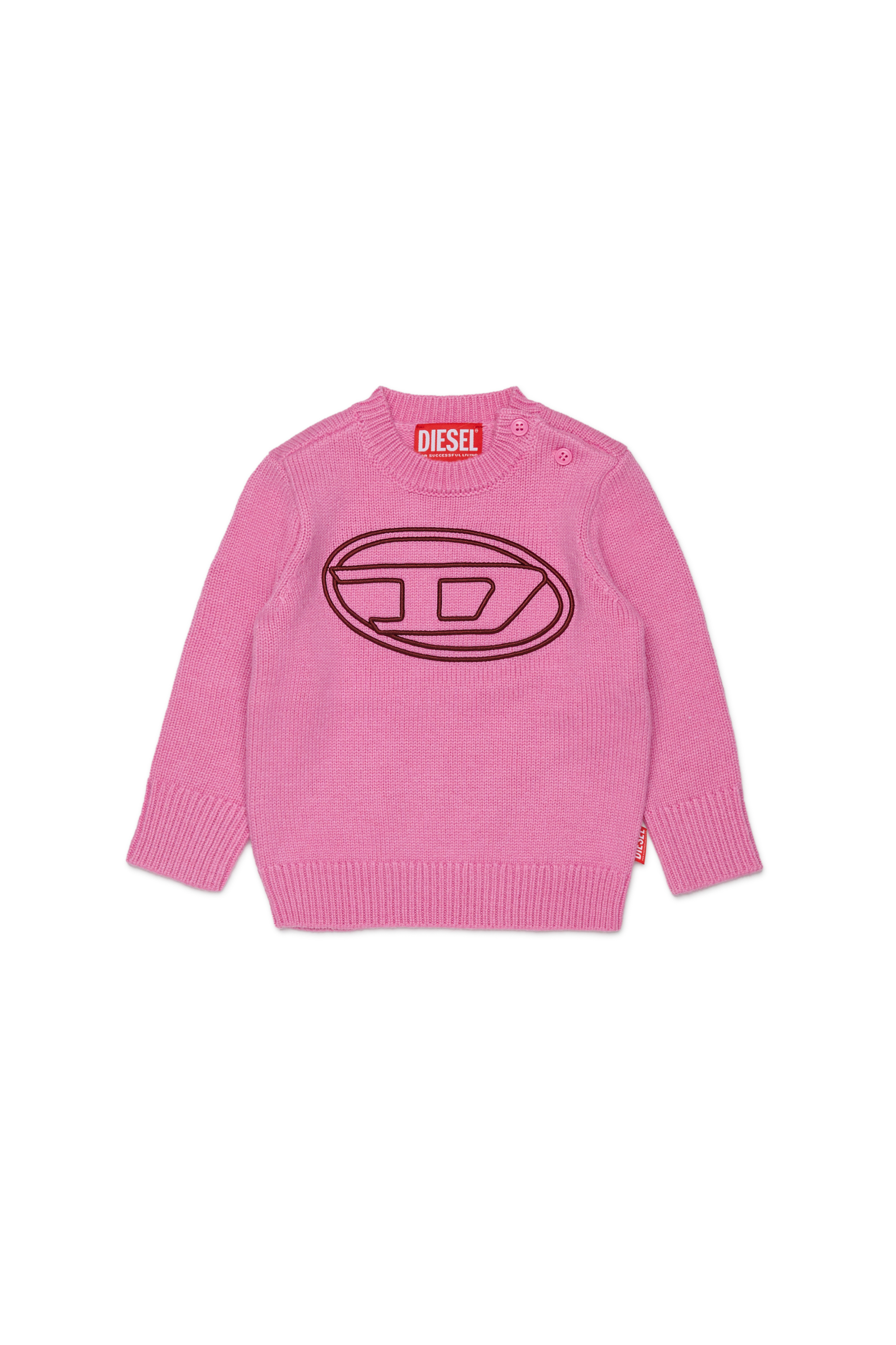 Diesel - KOMYB, Man's Cashmere-enriched jumper with big Oval D in Pink - 1