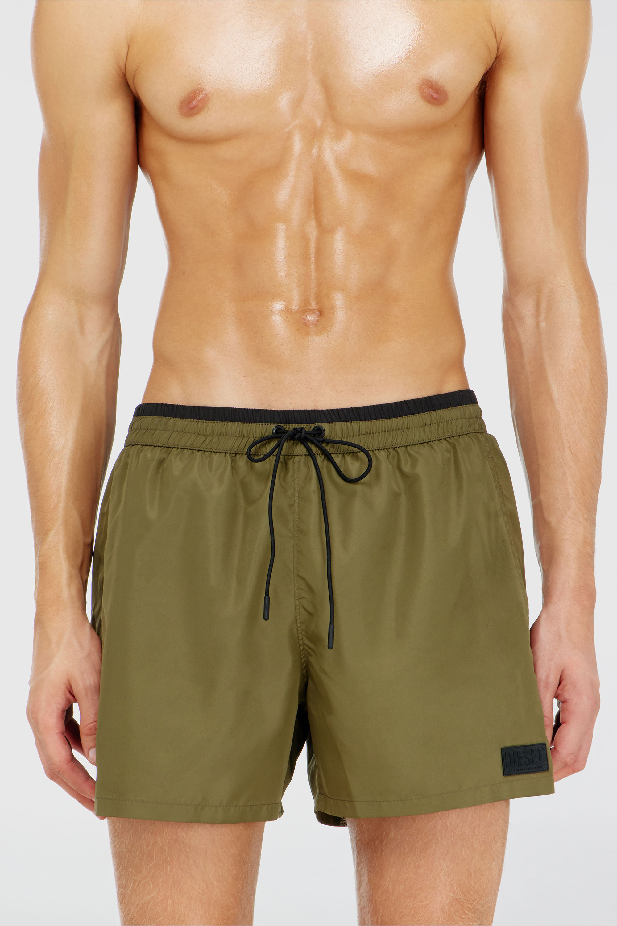 Diesel - JOEL-37-D-CORE, Man's Swim shorts with contrast waist trim in Green - 1