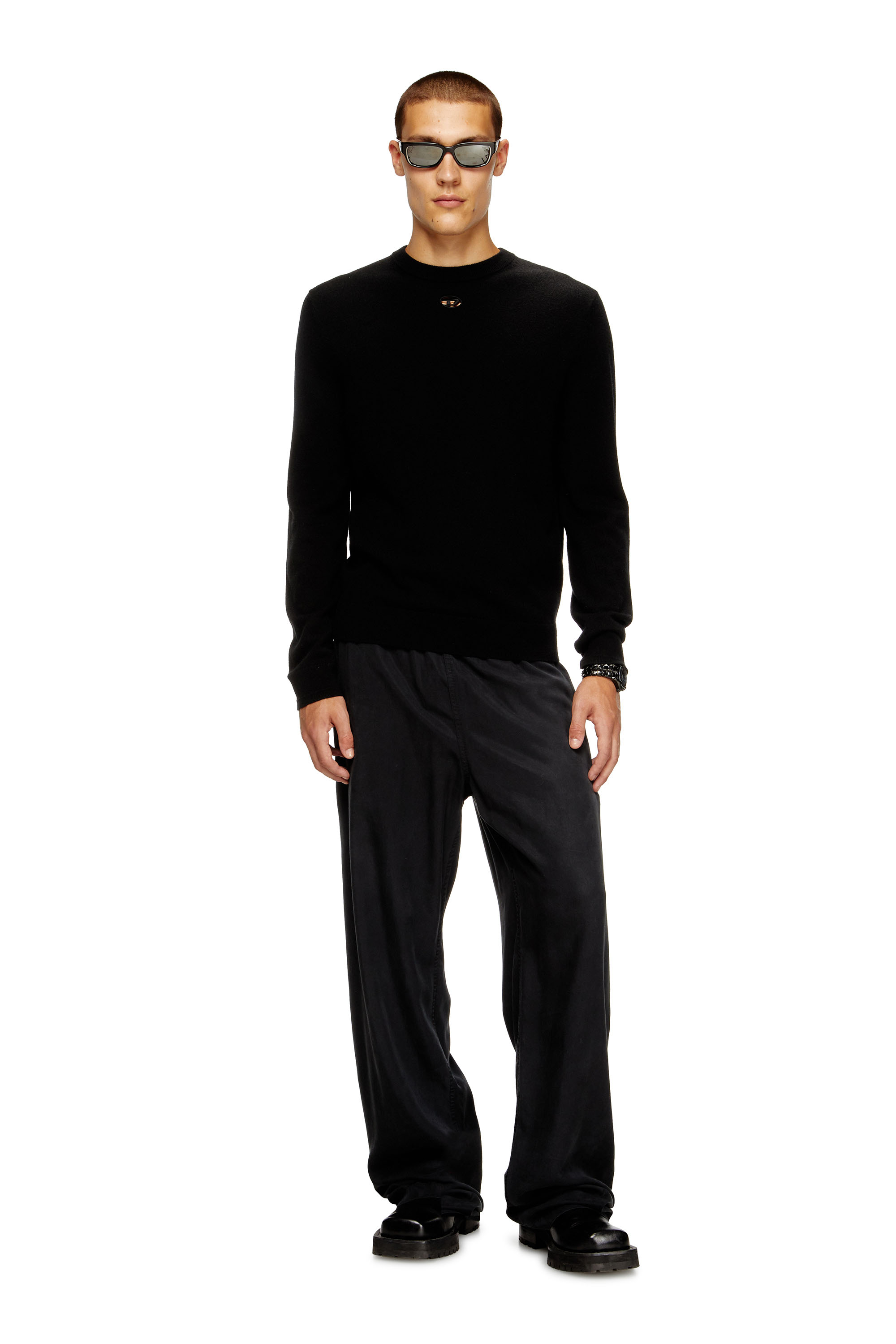 Diesel - K-VIERI, Man's Wool and cashmere jumper in Black - 1