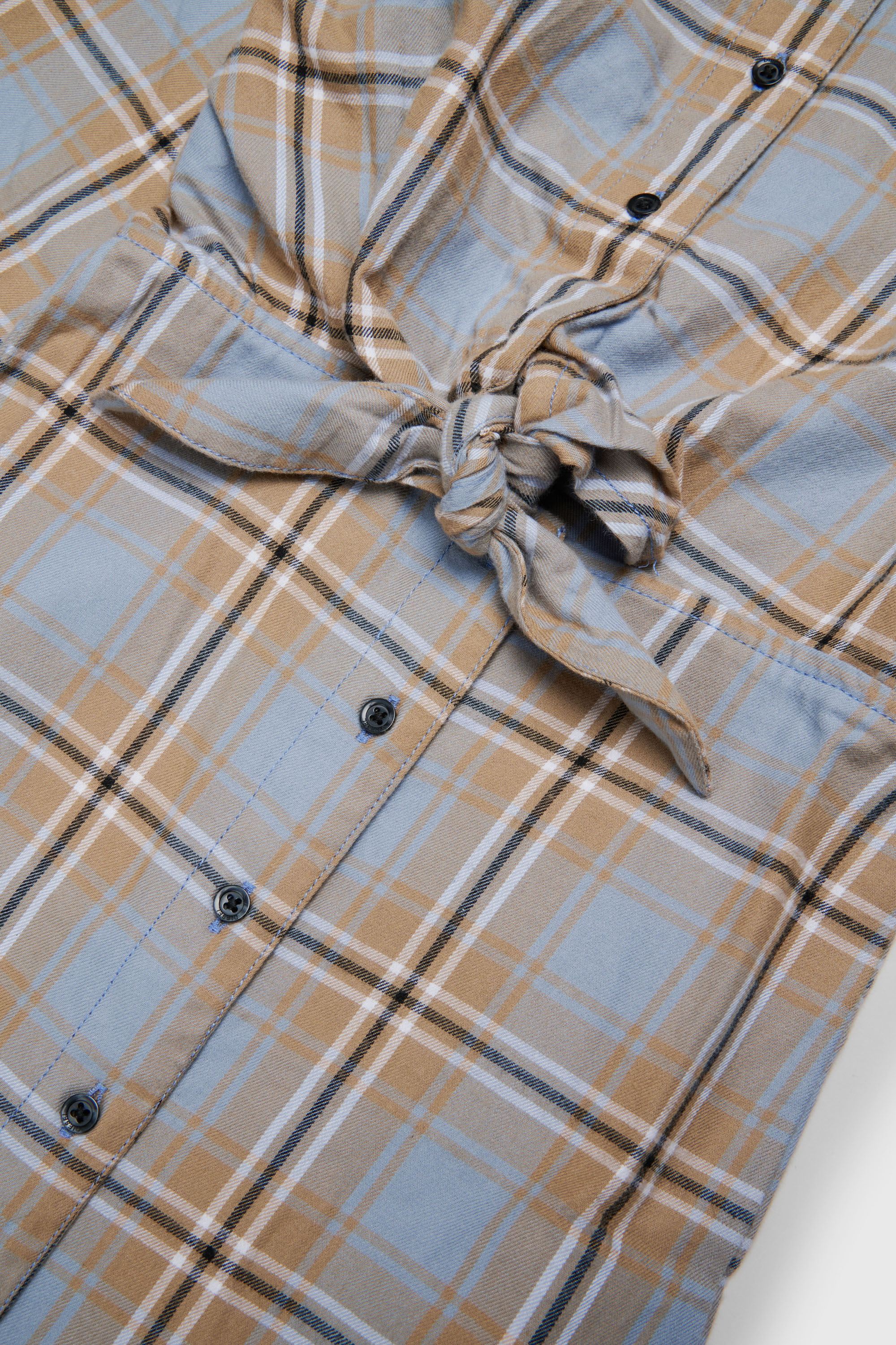 Diesel - DESUSANIS, Woman's Check-cotton shirt dress with tie-knot waist in Blue/Orange - 4