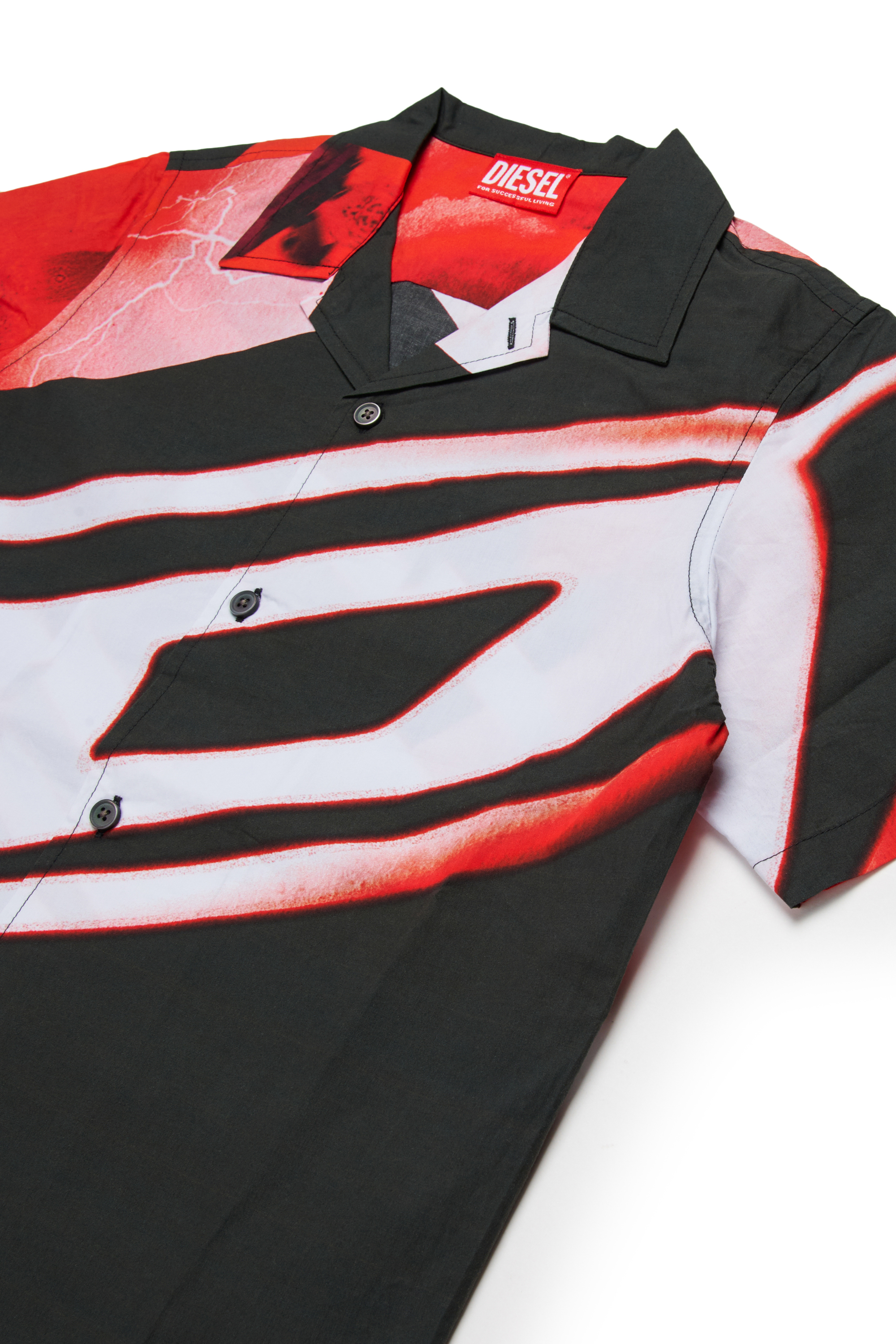 Diesel - MCIOND, Man's Cotton shirt with all-over blurred print in Black - 3