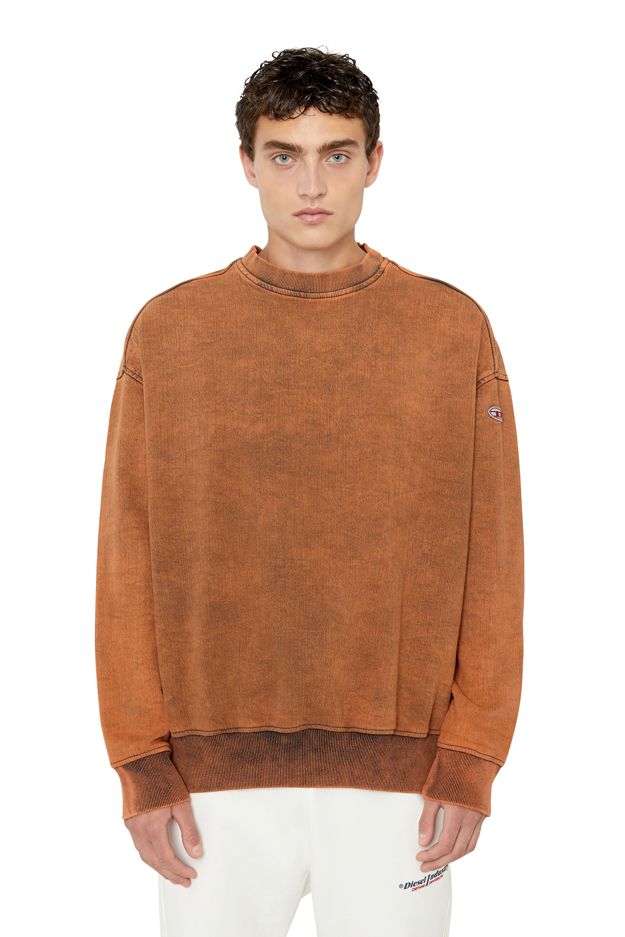 Diesel - D-KRIB TRACK DENIM SWEATSHIRT, Orange - Image 1