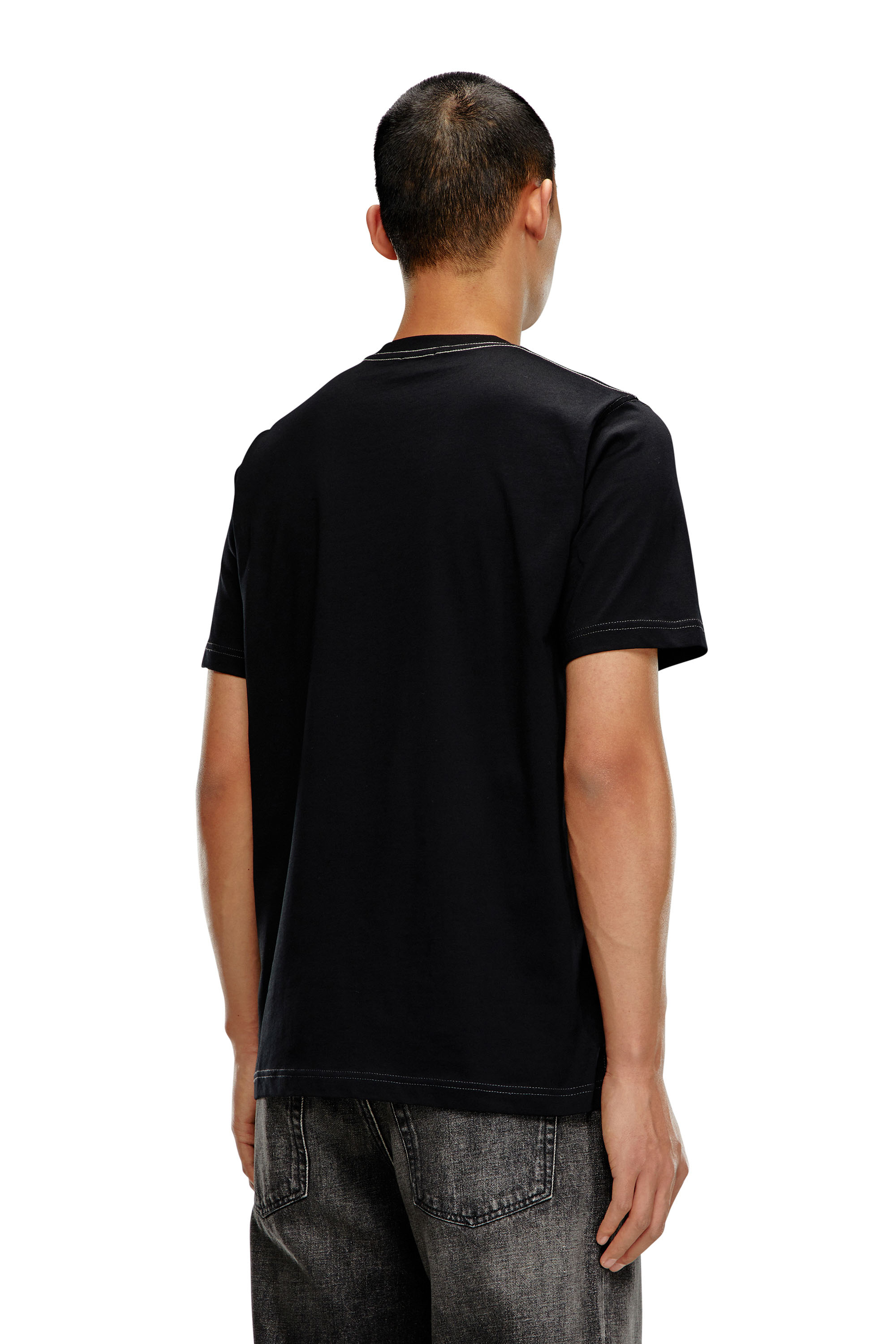 Diesel - T-JUST-SLITS-N6, Man T-shirt with blurry Diesel Industry print in Black - Image 4
