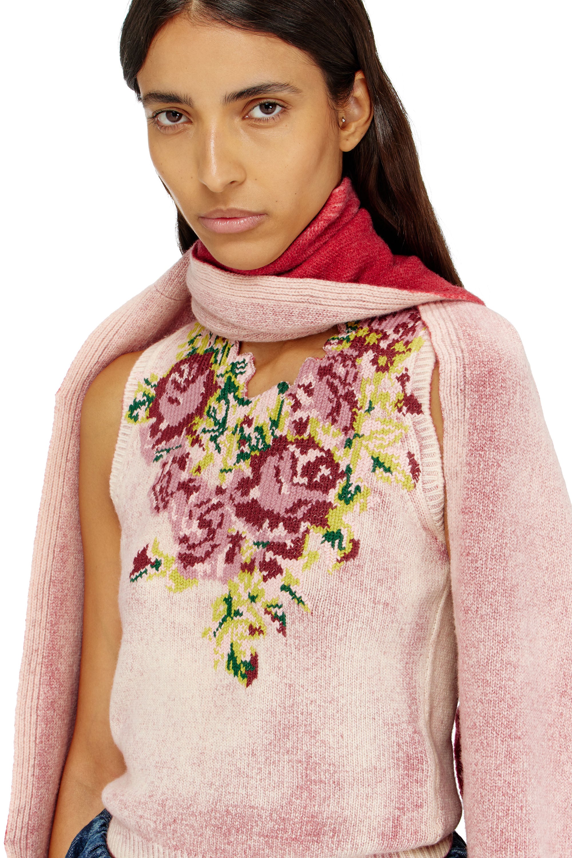 Diesel - M-RARIS, Woman's Knit vest in floral wool-blend knit in null - 4