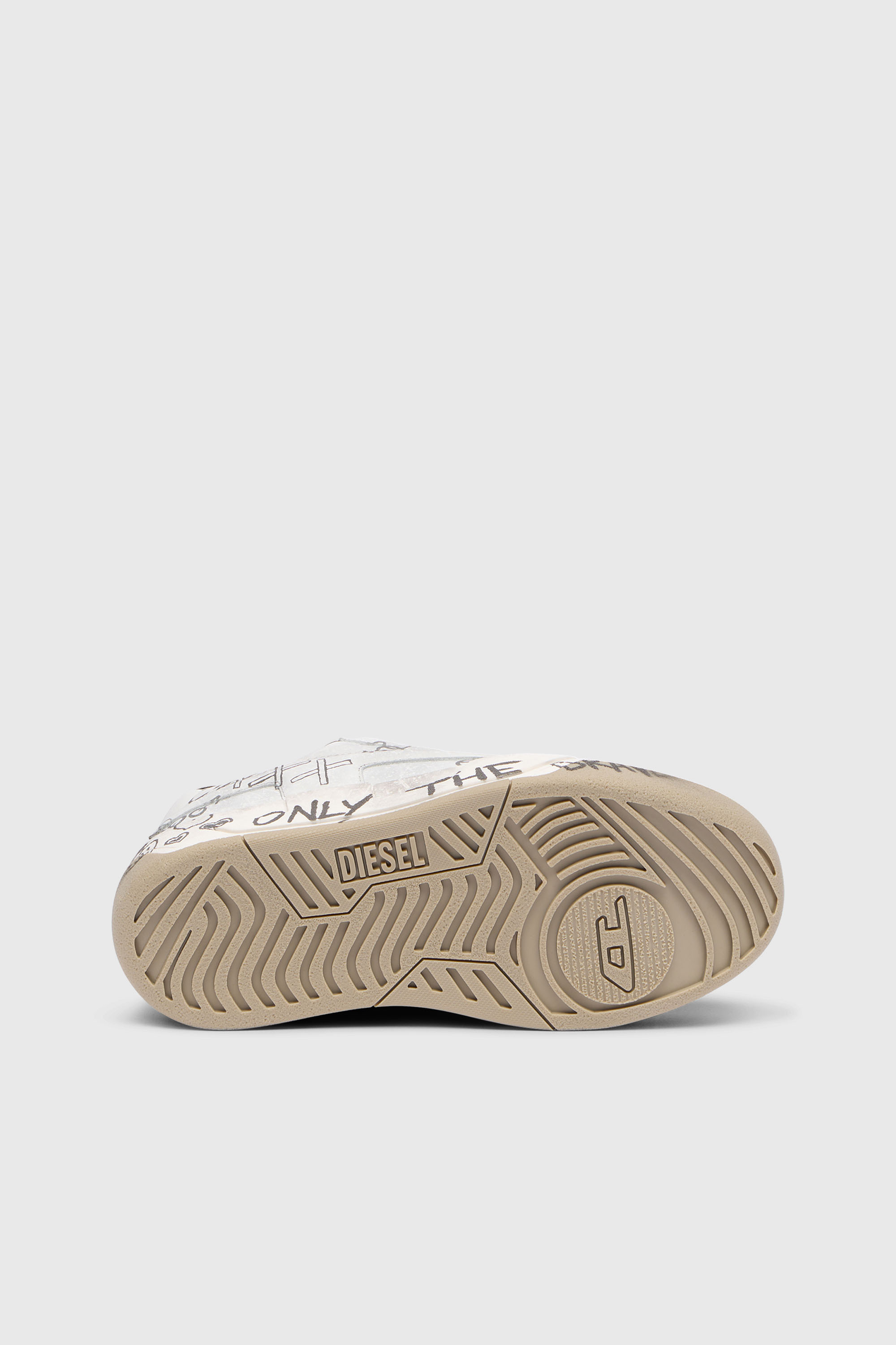 Diesel - S-D-OLLIE LOW W, Woman's D-Ollie-Leather sneakers with graffiti print in White/Brown - 5
