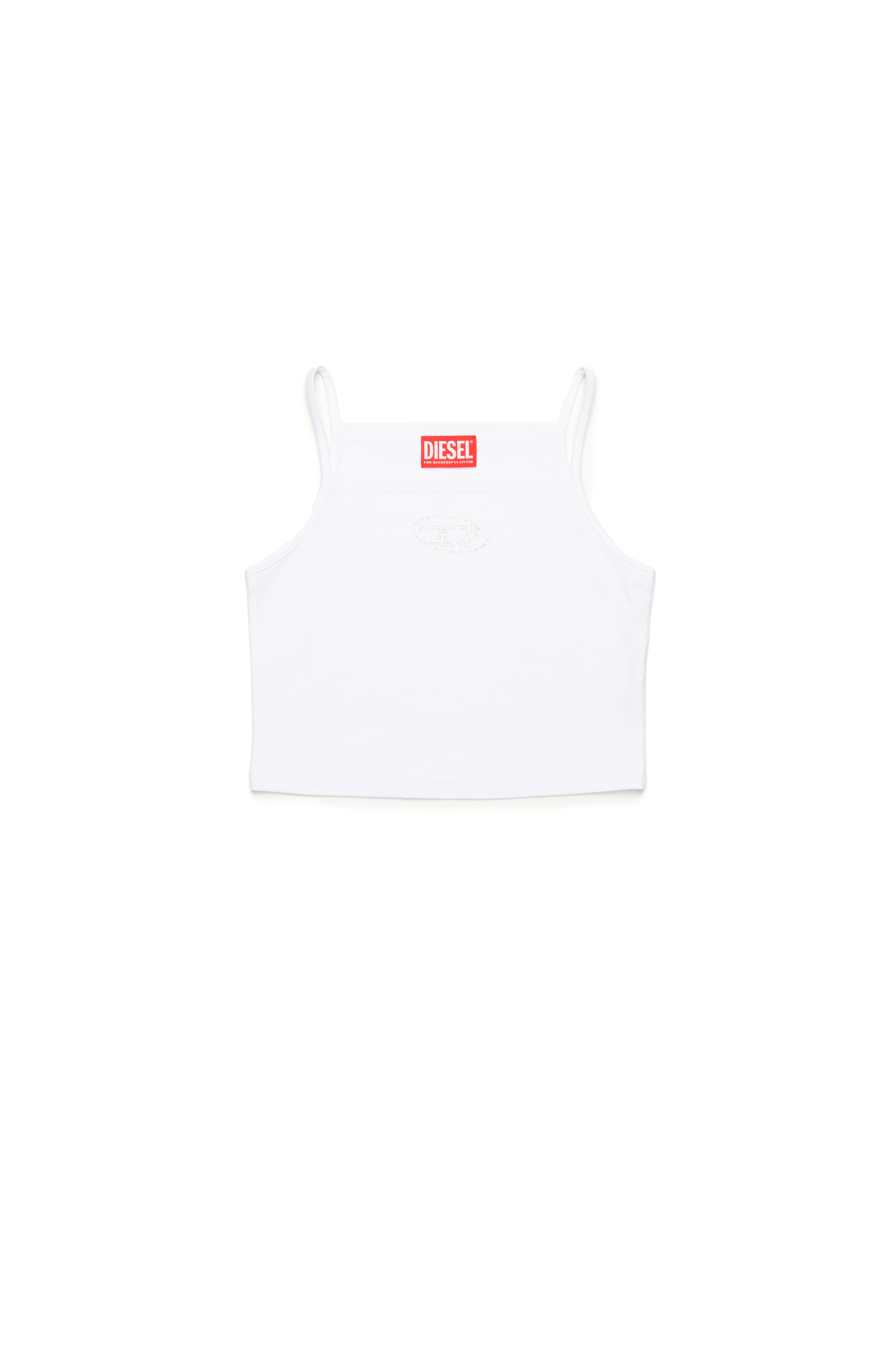 Diesel - TRIND, Woman's Cami top with crystal Oval D logo in White - 1