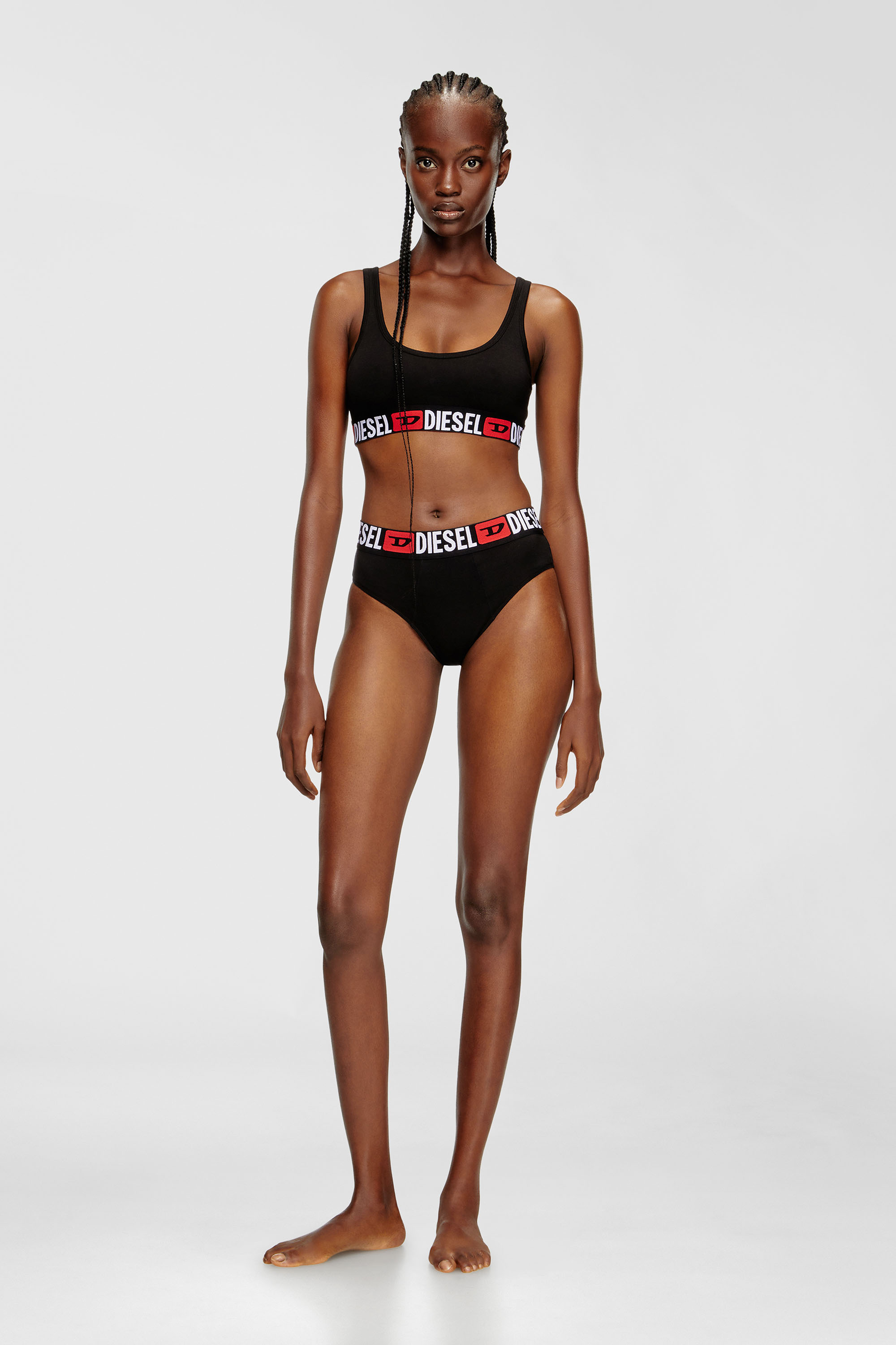 Diesel - UFSB-ORIBA, Woman's Cotton bralette with logo in Black - 1