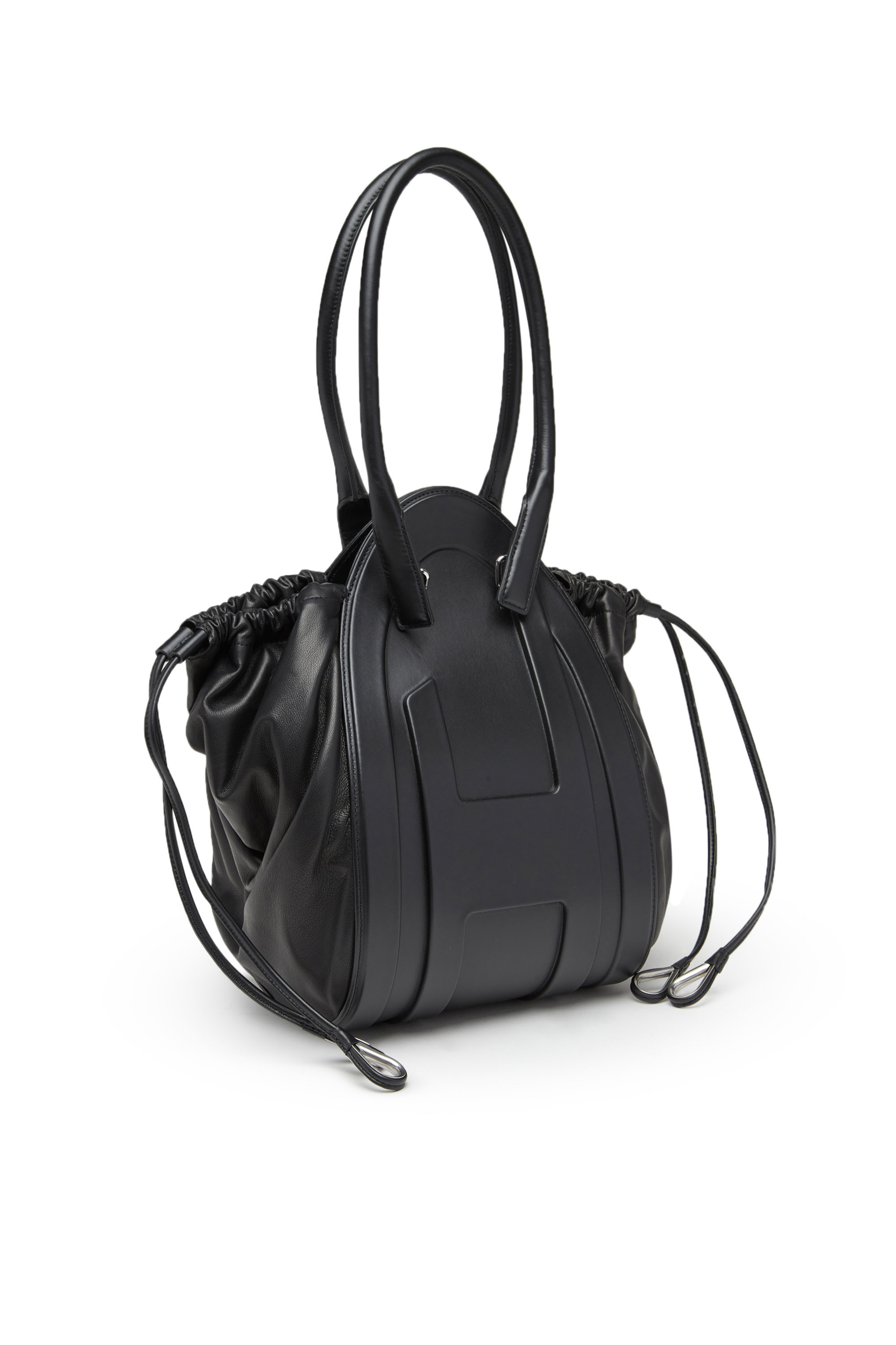 Diesel - 1DR-FOLD M, Woman's 1DR-Fold M-Shoulder bag with maxi embossed logo in Black - 5