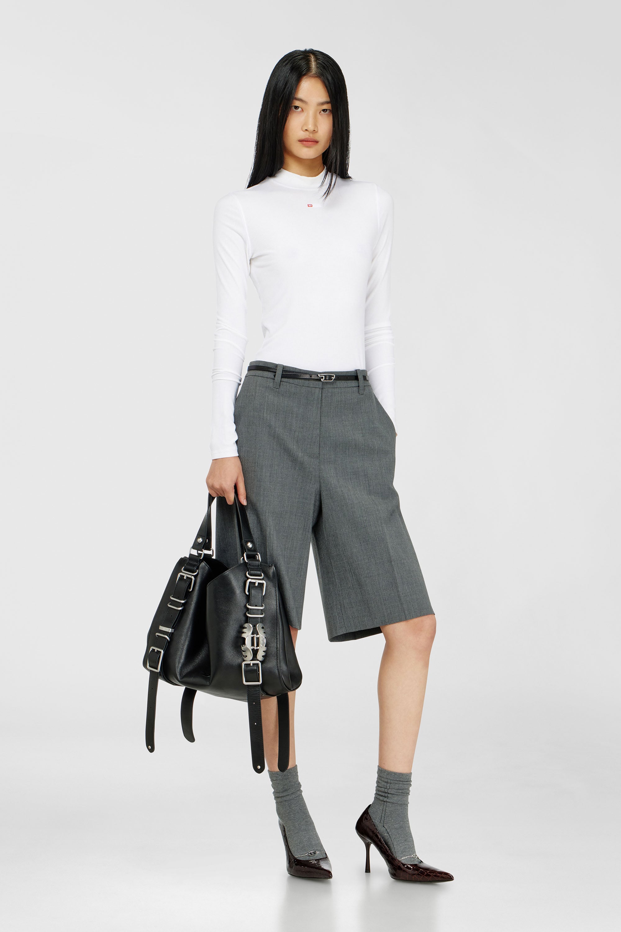 Ribbed top with mock neck