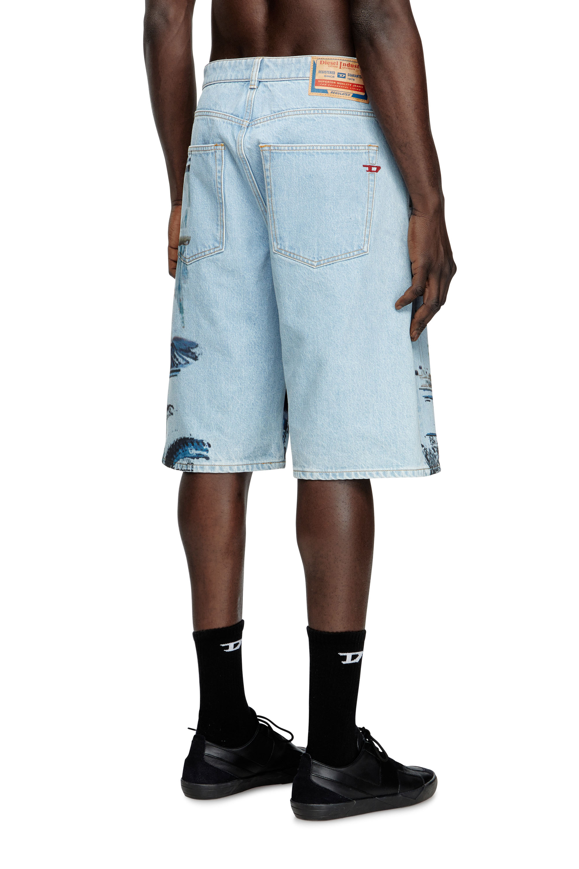 Diesel - PR-D-RIXFORD-S, Unisex's Denim shorts with faded print in Light Blue - 4