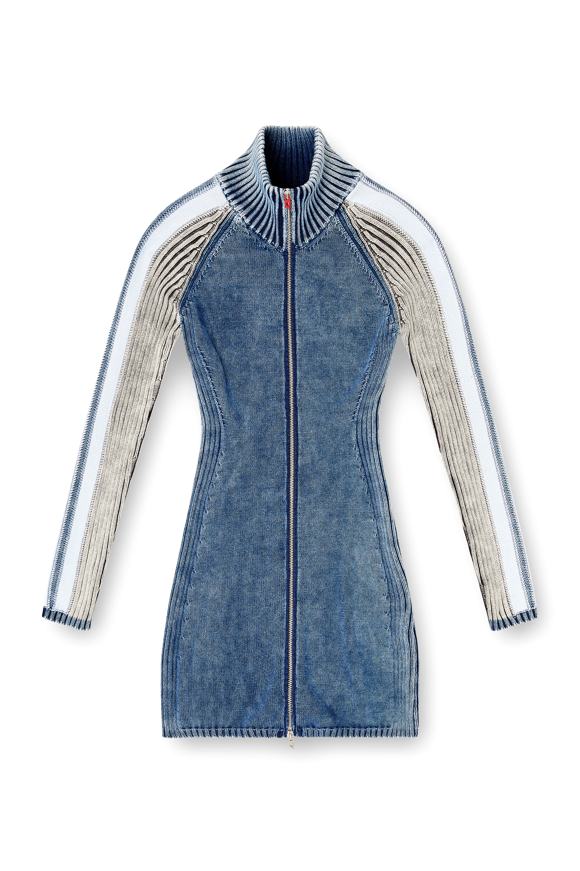 Diesel - M-ESTELLE, Woman's Turtleneck short dress in indigo knit in null - 3