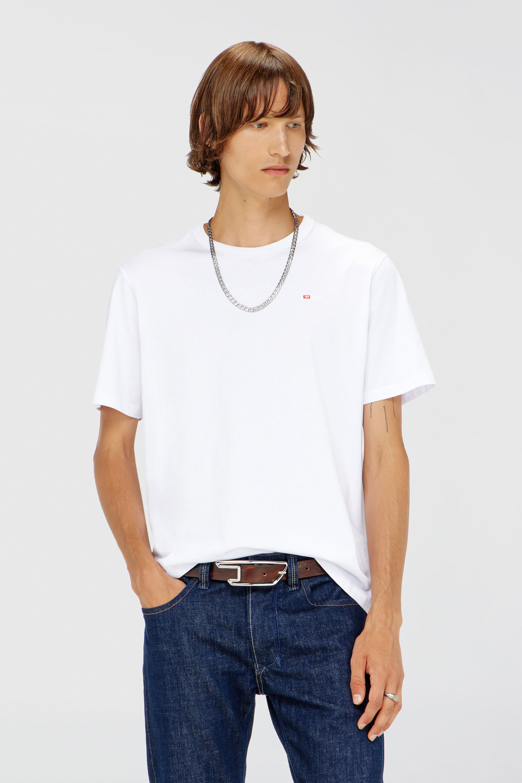Diesel - T-ADJUST-MICRODIV, Unisex's T-shirt with micro-embroidered logo in White - 1