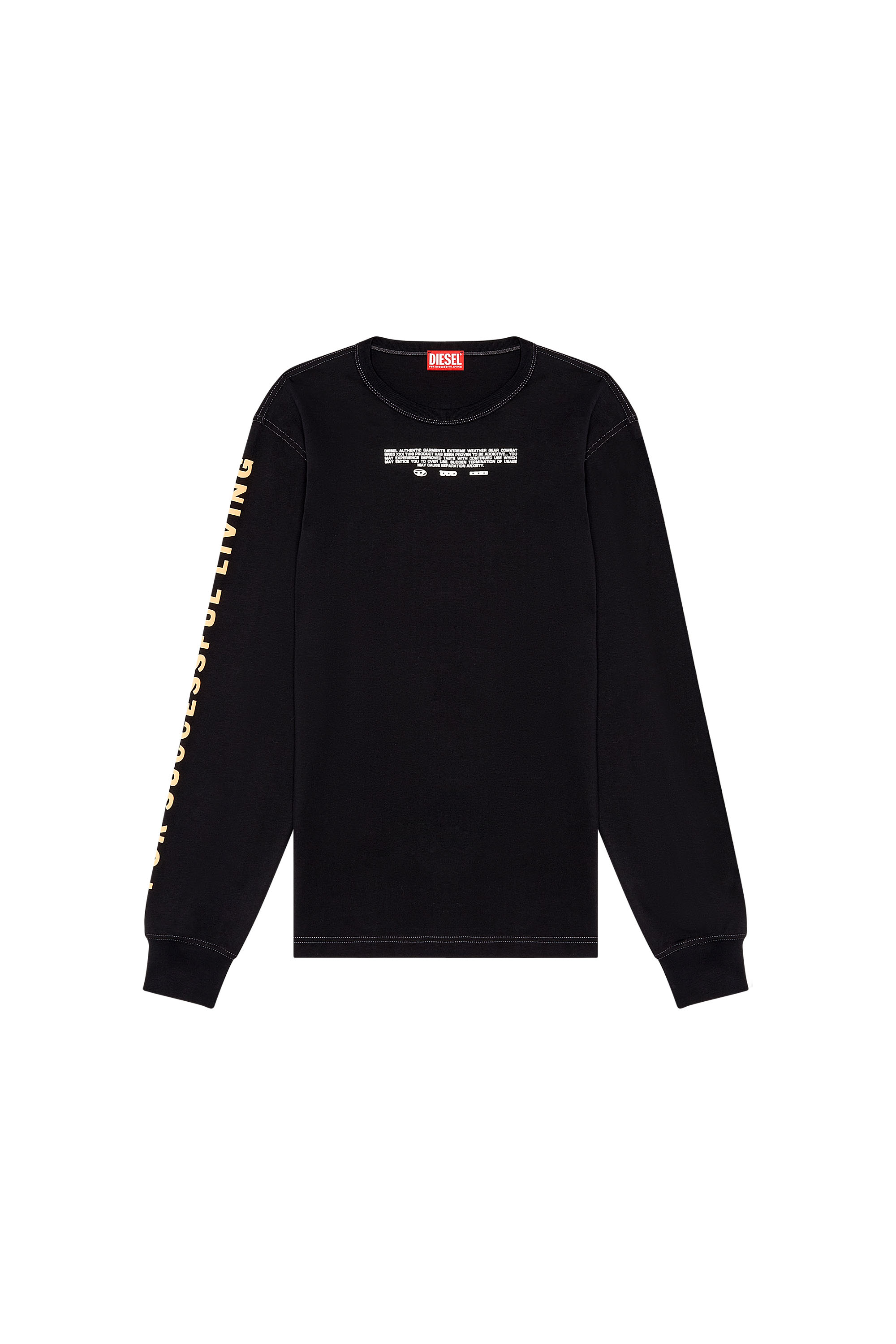 Diesel - T-JUST-LS-N5, Man Long-sleeve T-shirt with mixed logos in Black - Image 3
