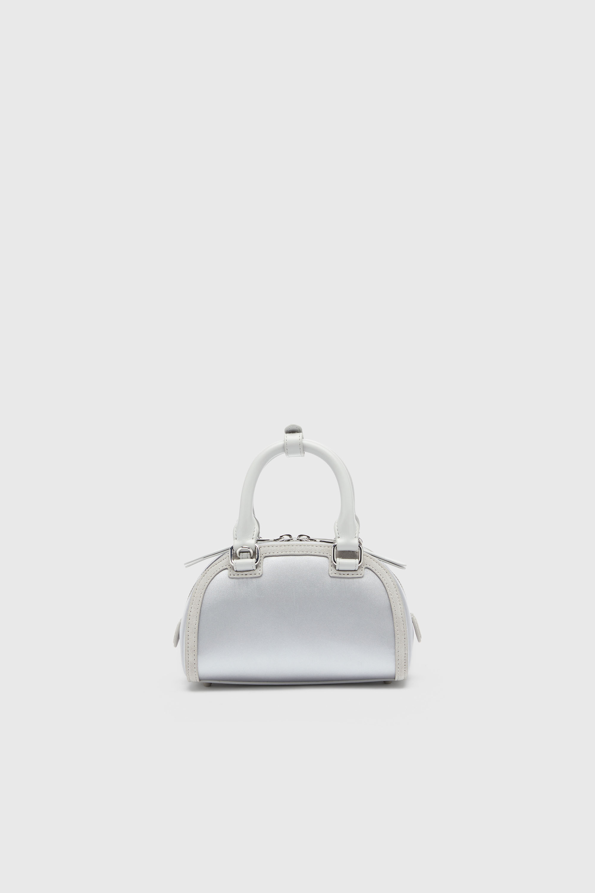 Diesel - 1DR DOME CROSSBODY, Woman's 1DR Dome - Small bowling bag in satin and suede in Silver - 2
