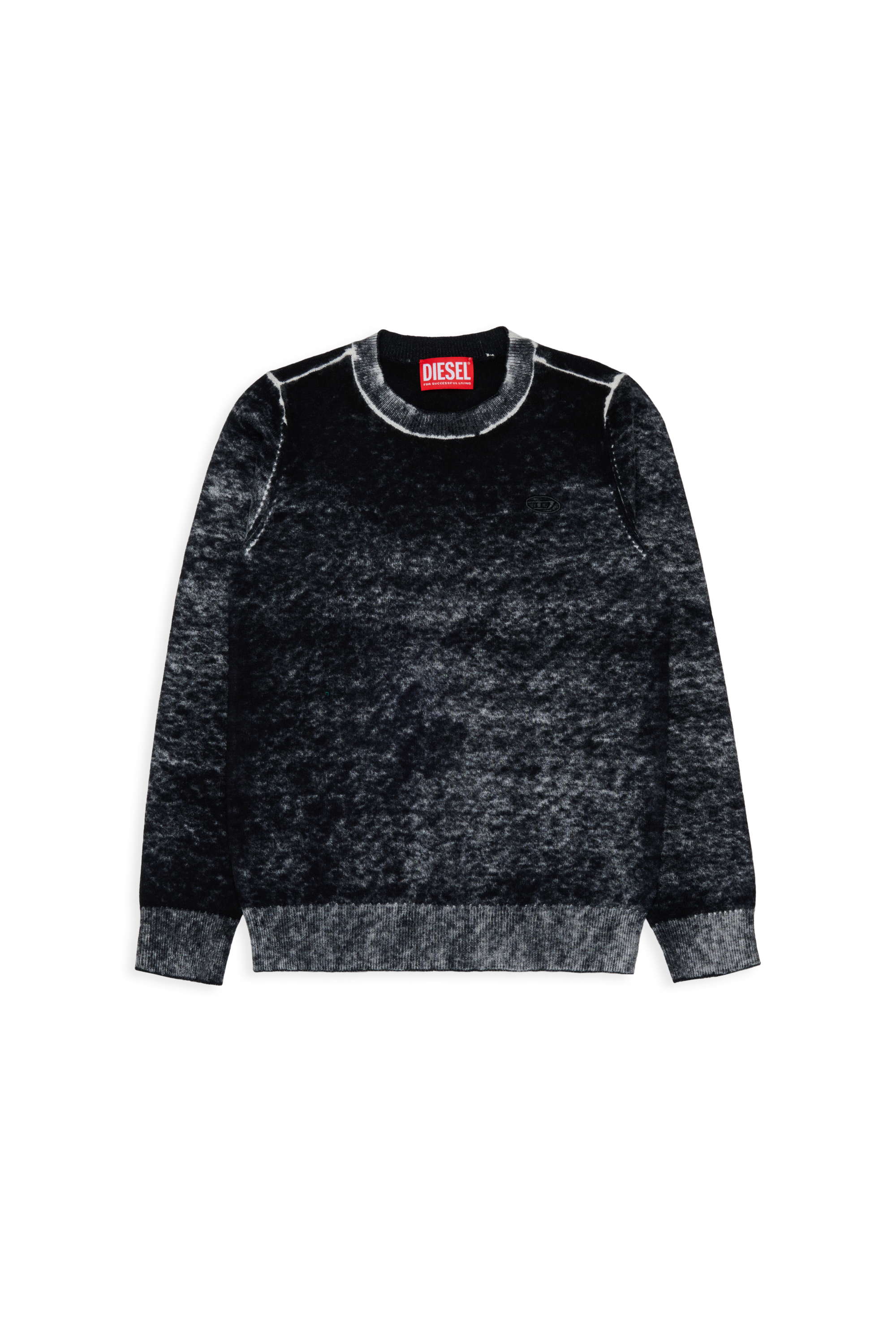 Diesel - KJEMR, Man's Wool-blend sweater with irregular colour effect in Black - 1