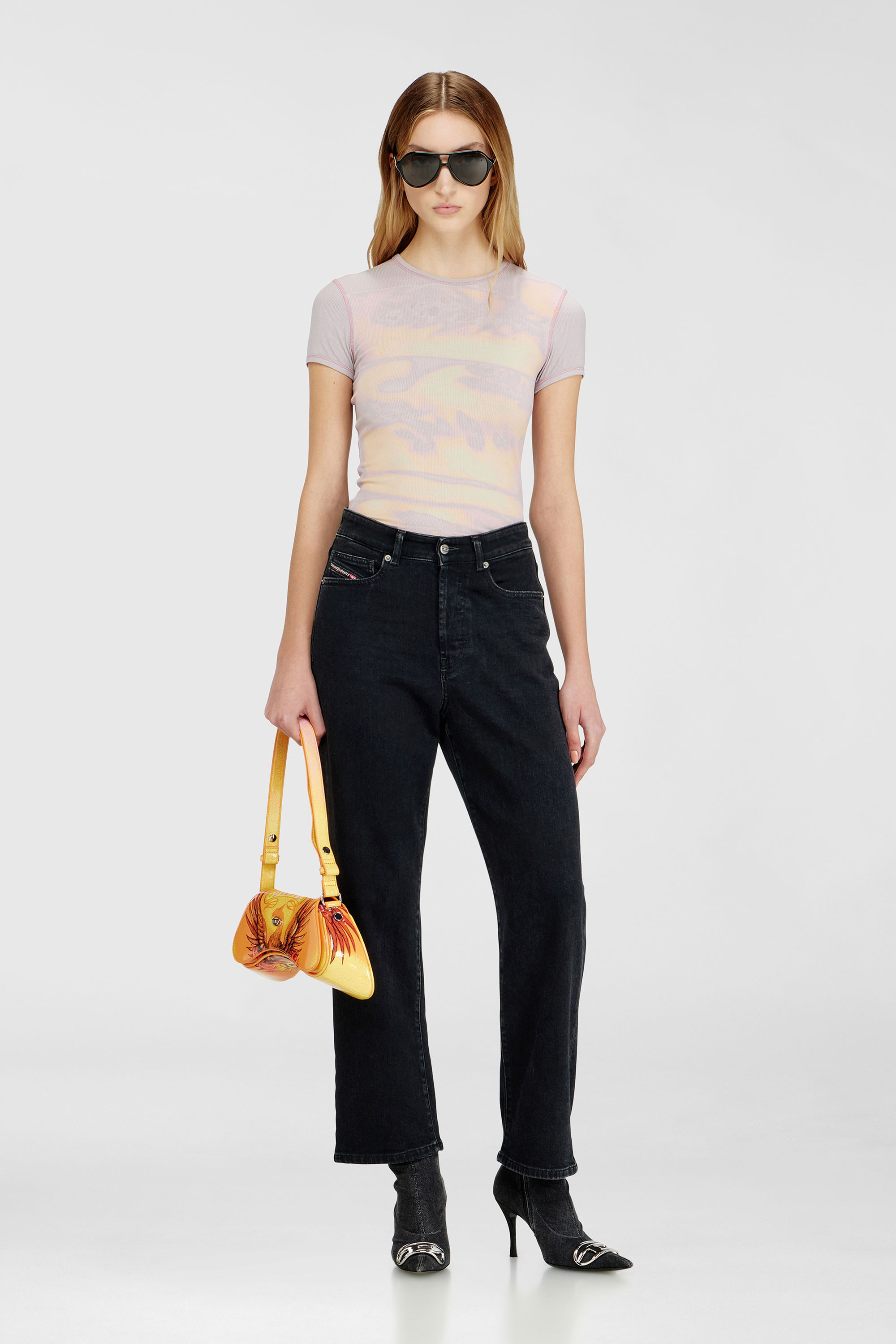 Slim jersey top with graphic print