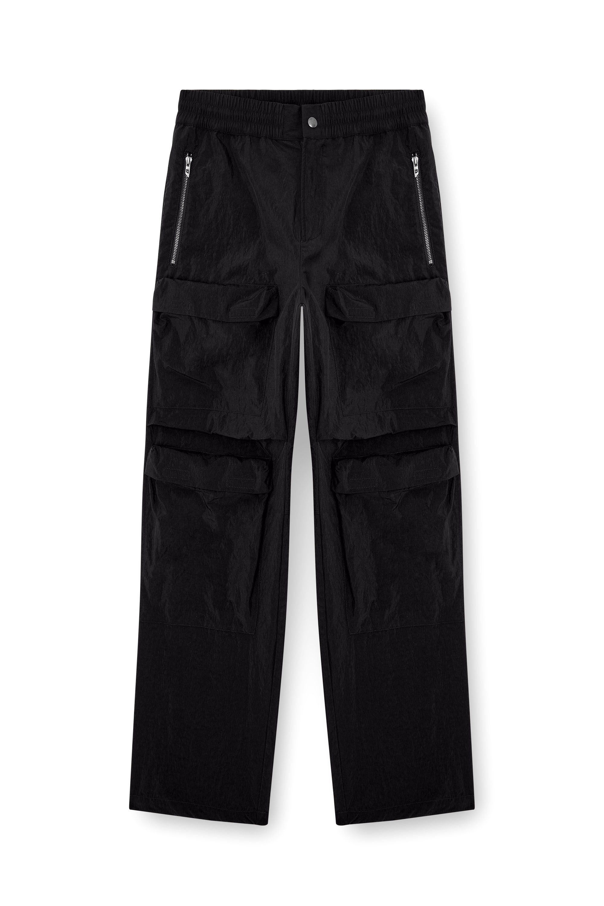 Diesel - P-DANZEL, Man's Utility pants in overdyed nylon in Black - 3