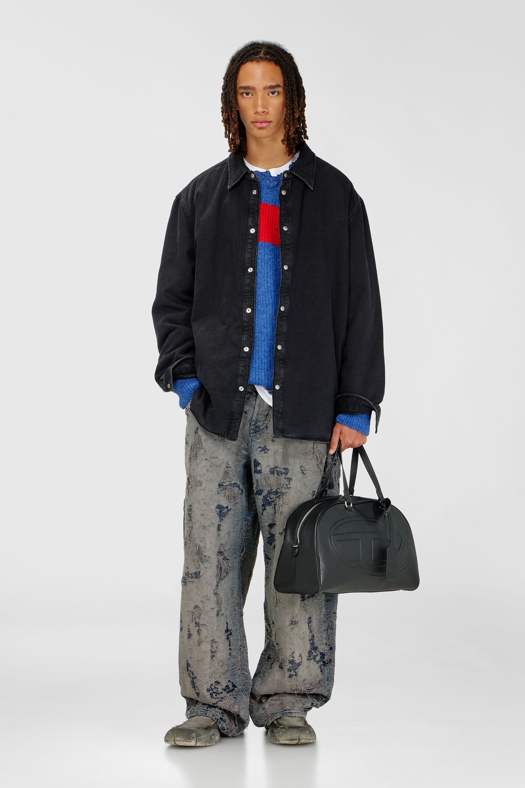 Diesel - D-FLAIM-D, Man's Padded denim overshirt in Black - 2