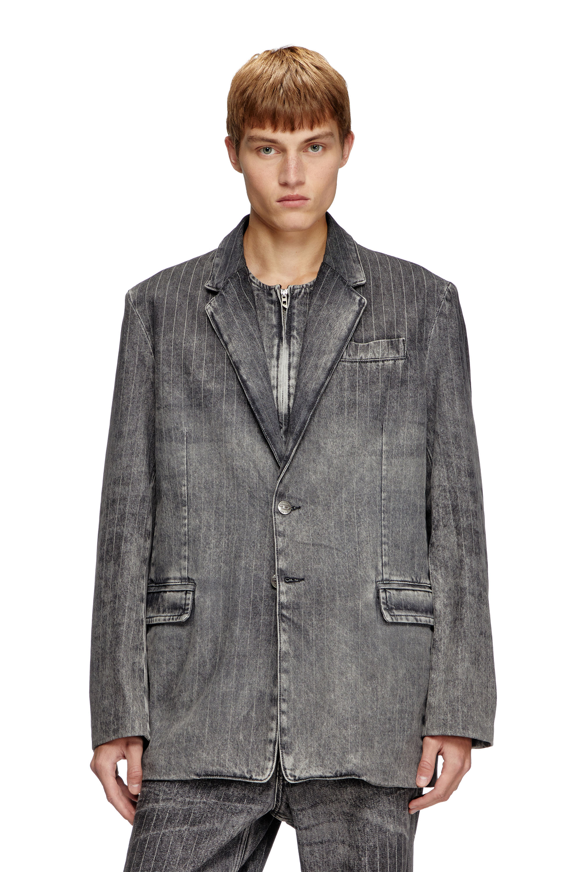 Diesel - D-REGER-S, Unisex's Blazer in tailoring pinstripe denim in Black - 2