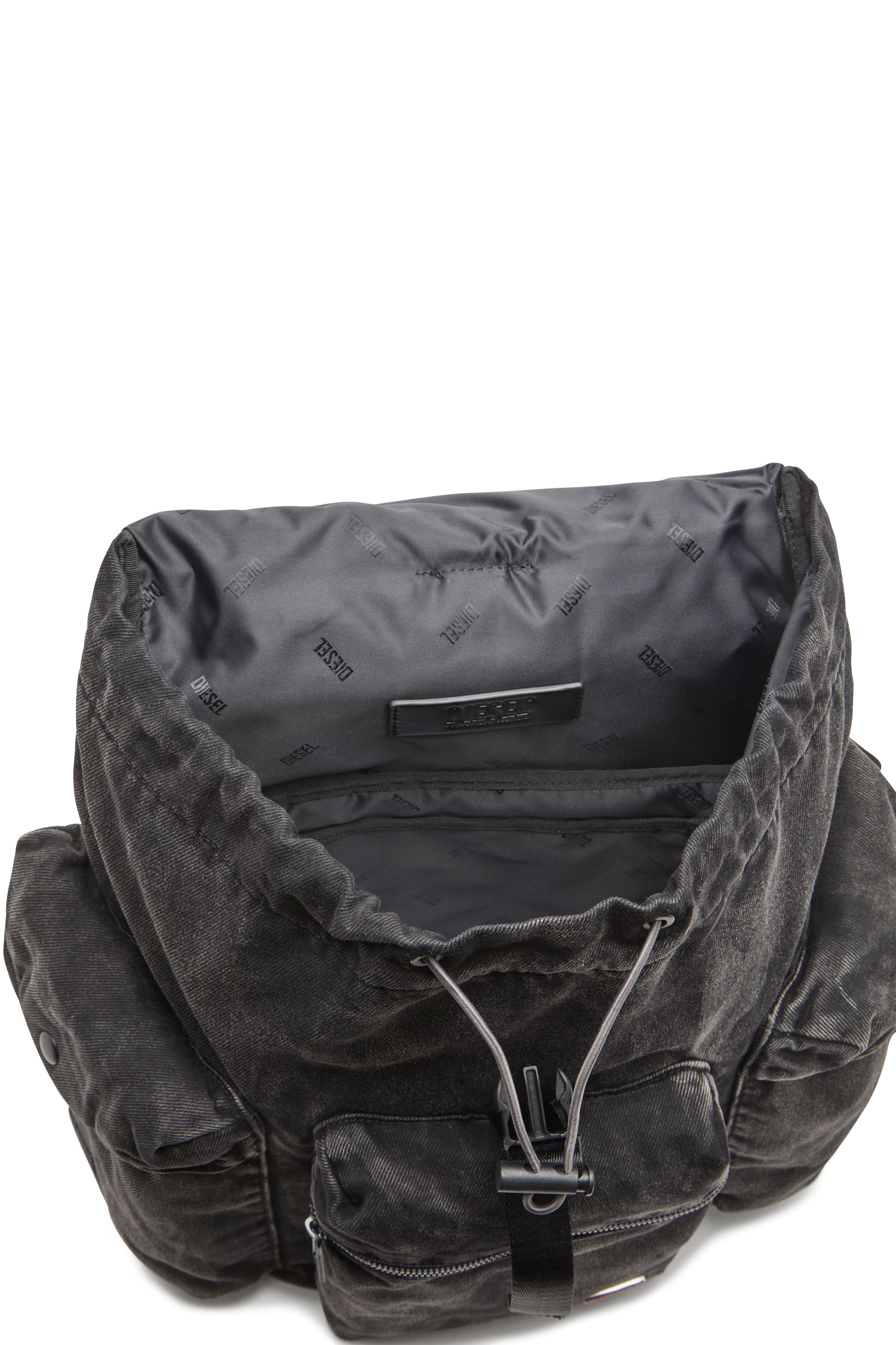 Diesel - UTLT BACKPACK, Man's Utlt Backpack-Utility backpack in cloudy-effect denim in Black - 4