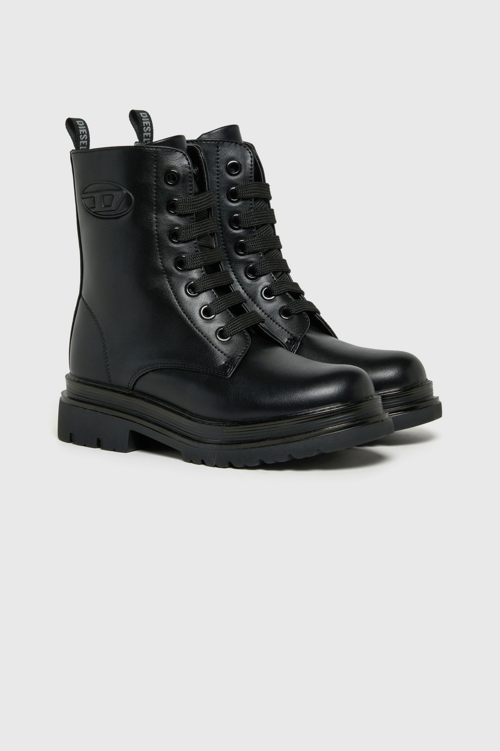 Diesel - D-ANFISTR-PU, Unisex's D-Anfistr- Combat boots with embossed Oval D logo in Black - 2