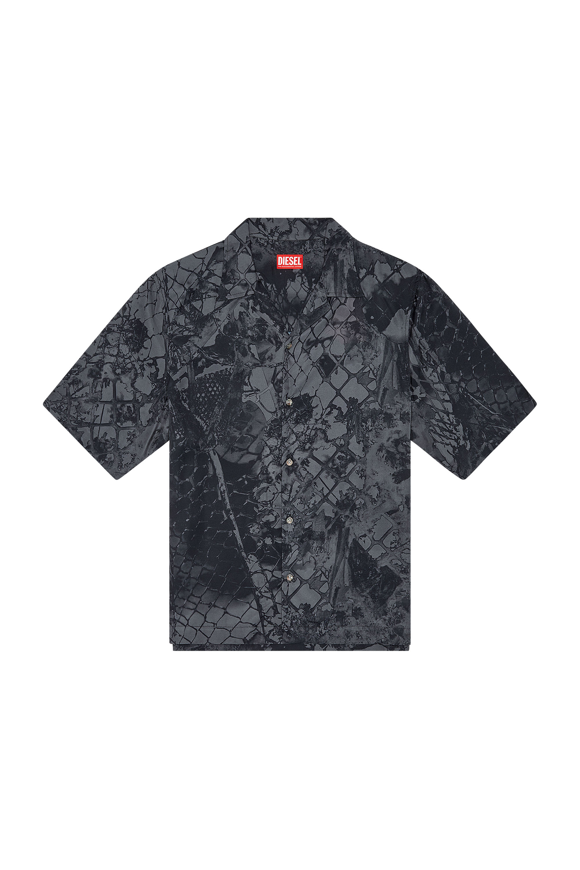 Diesel - S-BRISTOL, Man Bowling shirt with abstract print in Black - Image 3