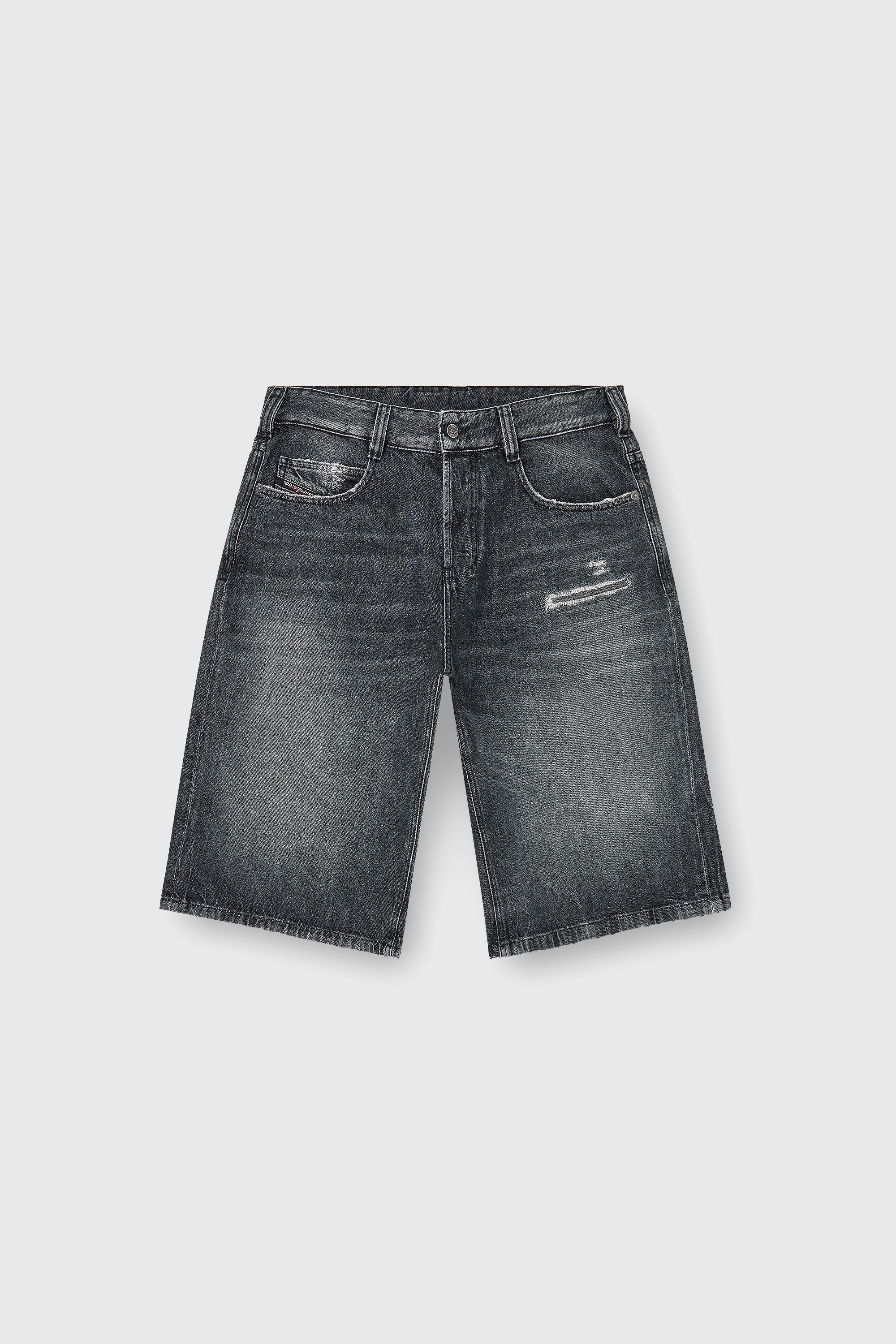 Diesel - D-ENIM-M-SHORT, Unisex's Denim relaxed shorts with abrasions in Dark grey - 2