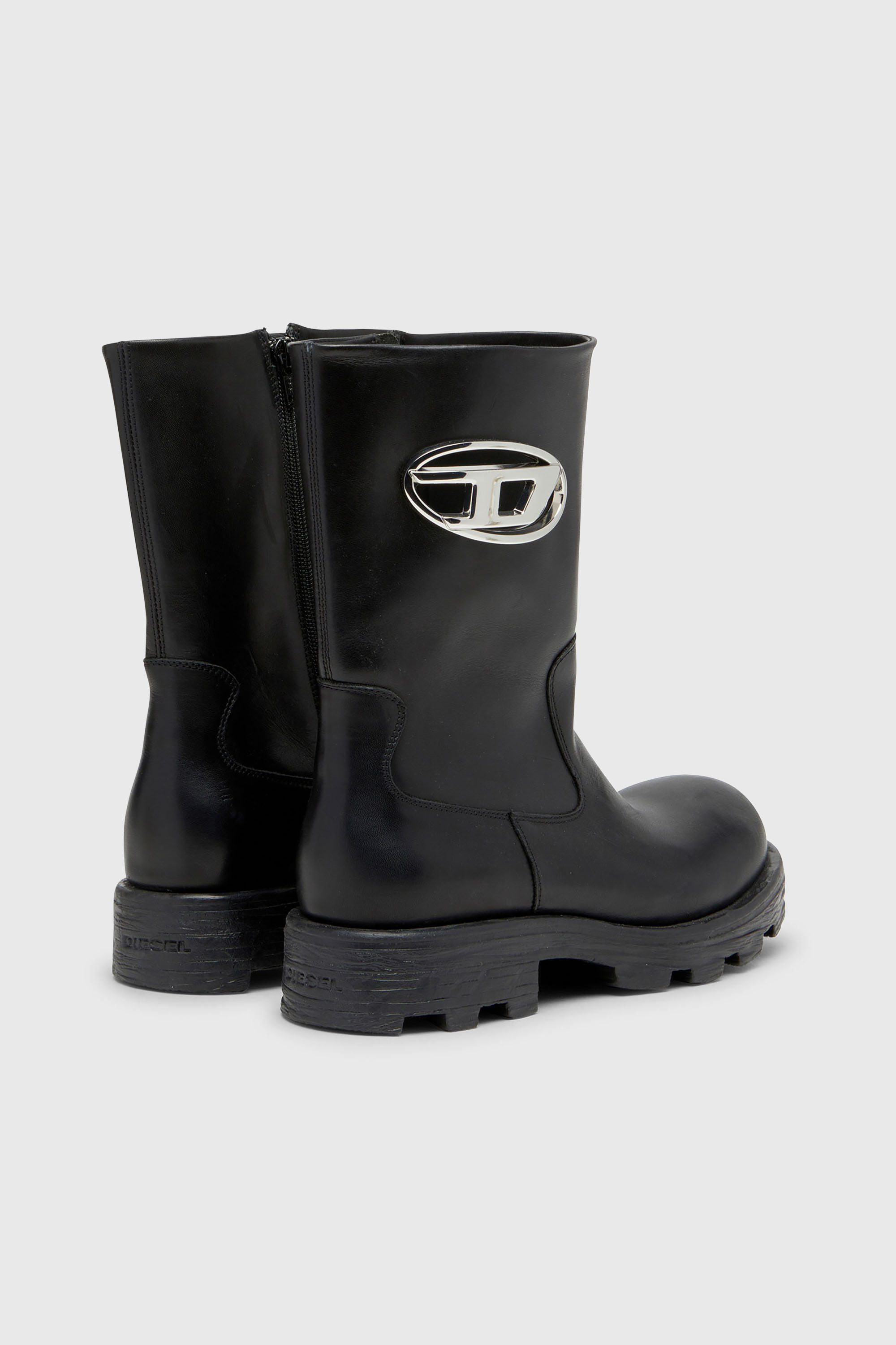 Diesel - D-HAMMER BKR D W, Woman's D-Hammer-Cut-out leather boots with logo hardware in Black - 3