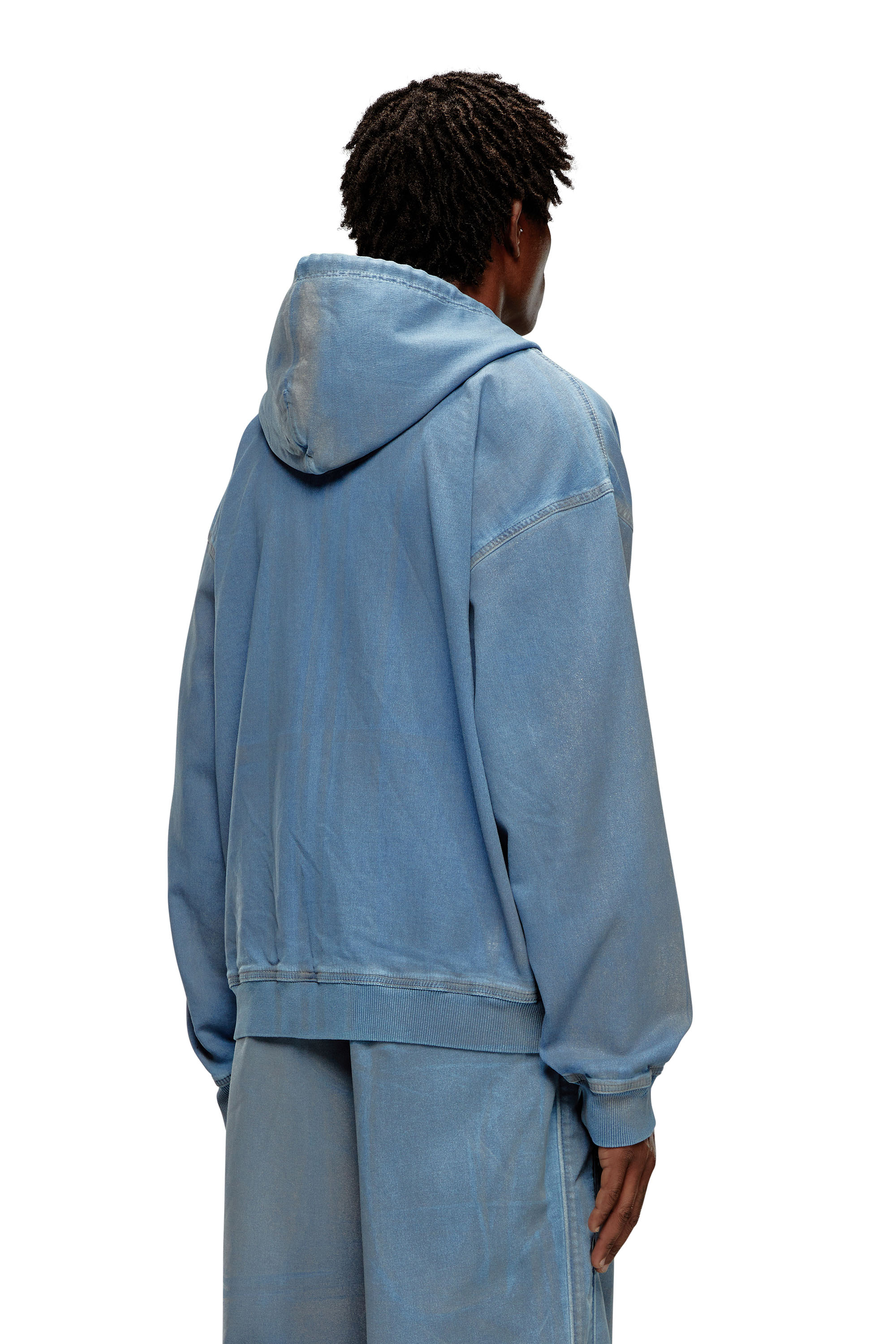 Diesel - D-GIR-S TRACK, Man Zip-up hoodie in printed Track Denim in Blue - Image 4