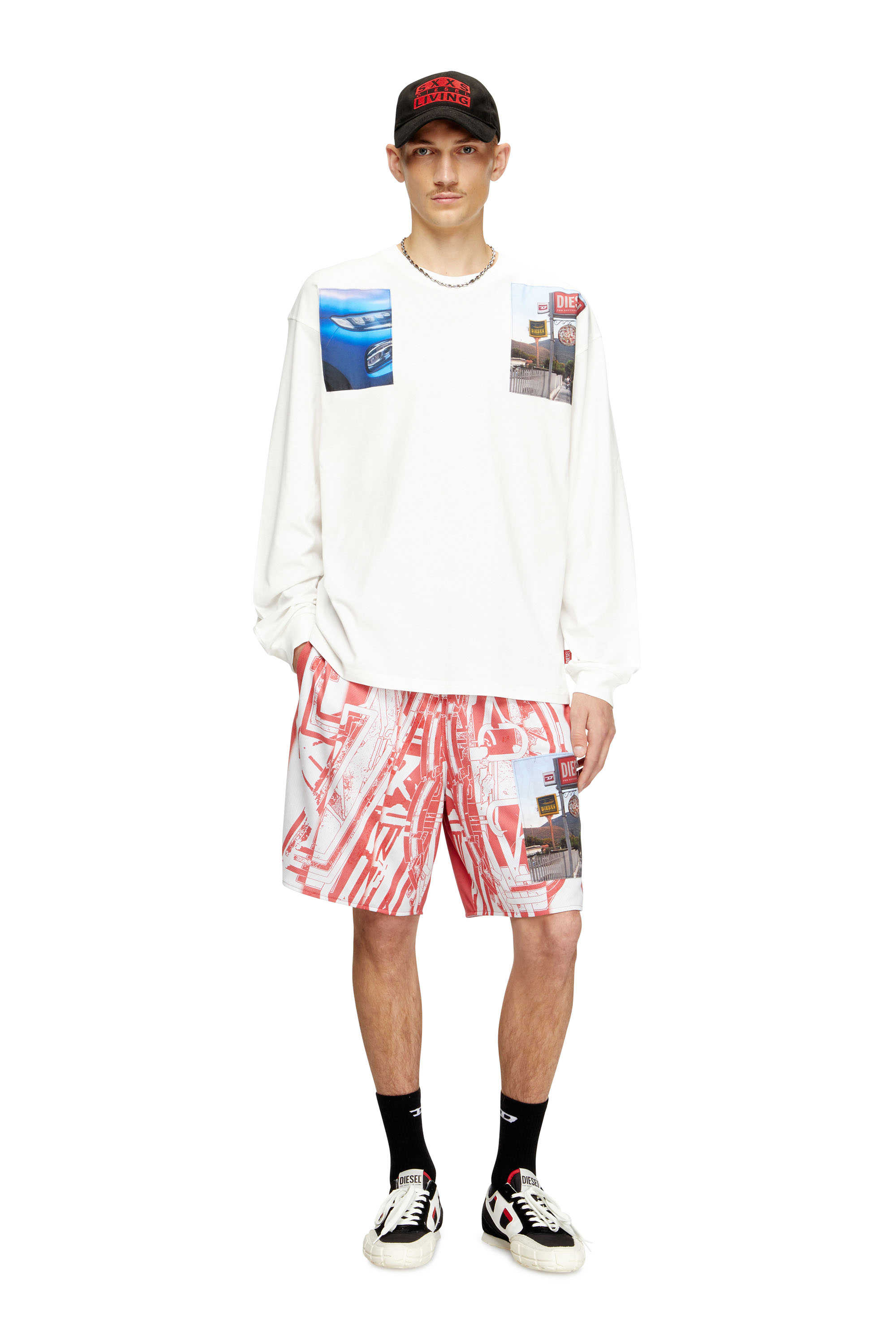 Diesel - T-BOXT-LS-T5, Man's Long-sleeve T-shirt with logo photo patches in White - 2