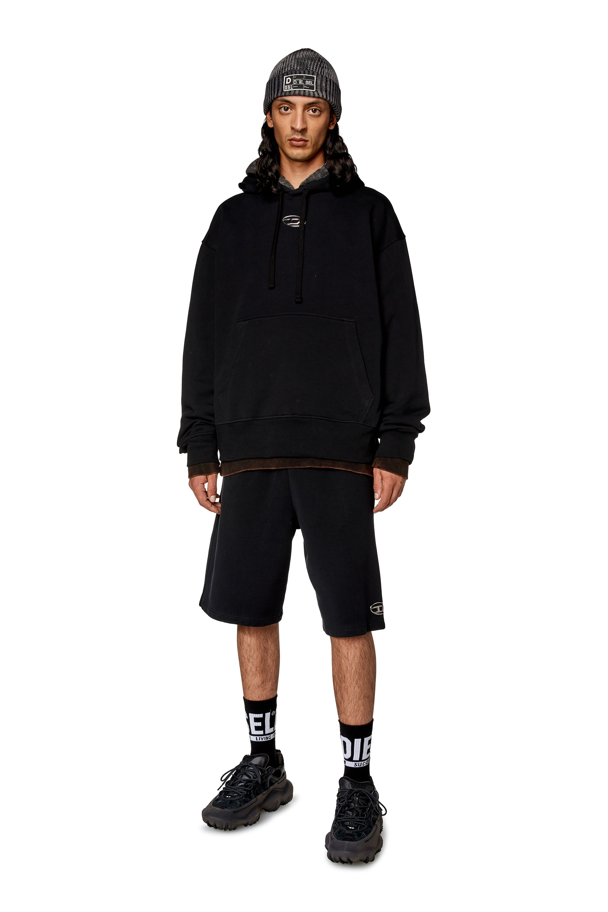 Diesel - S-MACS-HOOD-OD, Man's Oversized hoodie with metallic logo in Black - 2