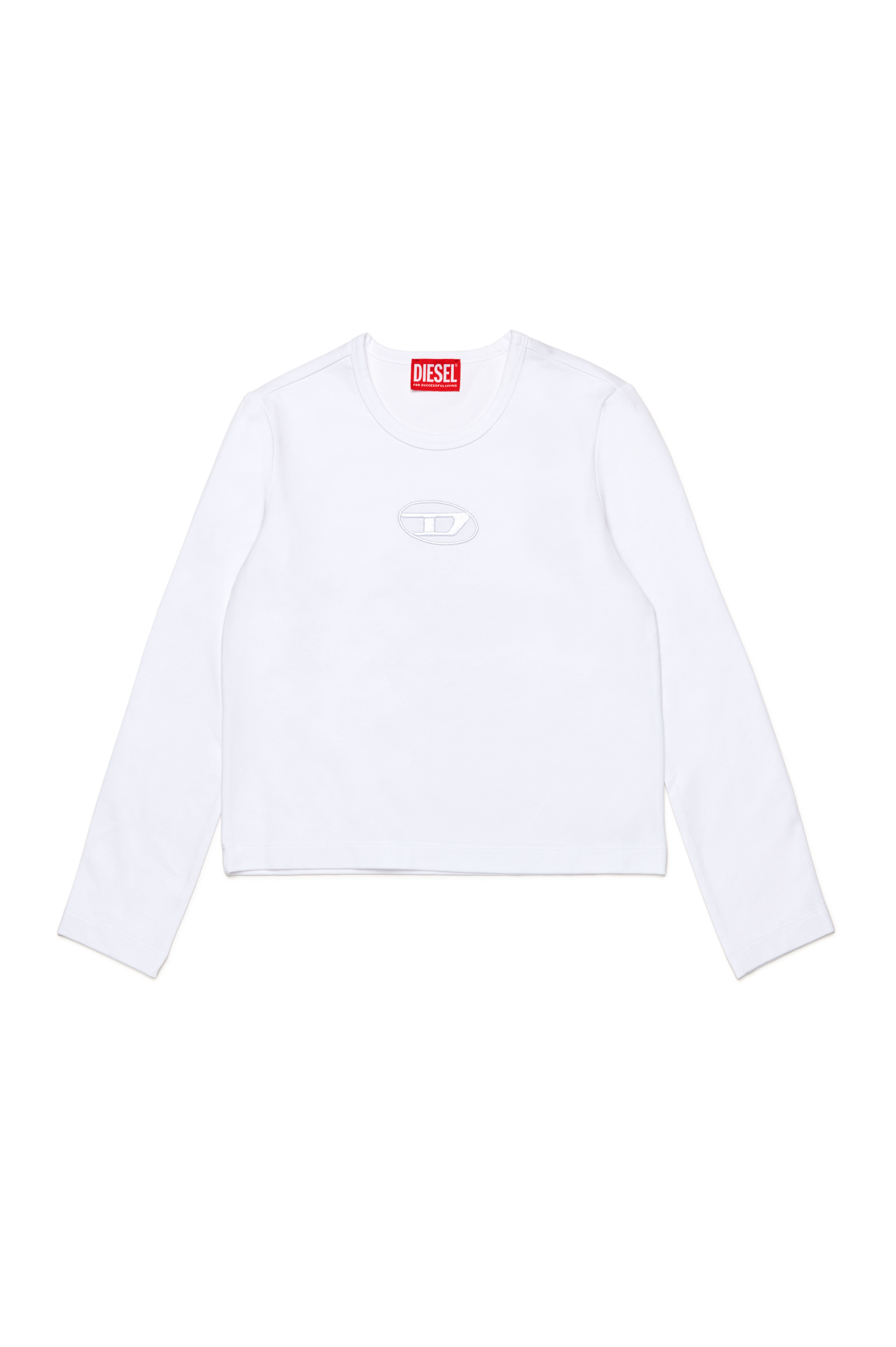 Diesel - TIVAL, Woman's Long-sleeve T-shirt with logo embroidery in White - 1