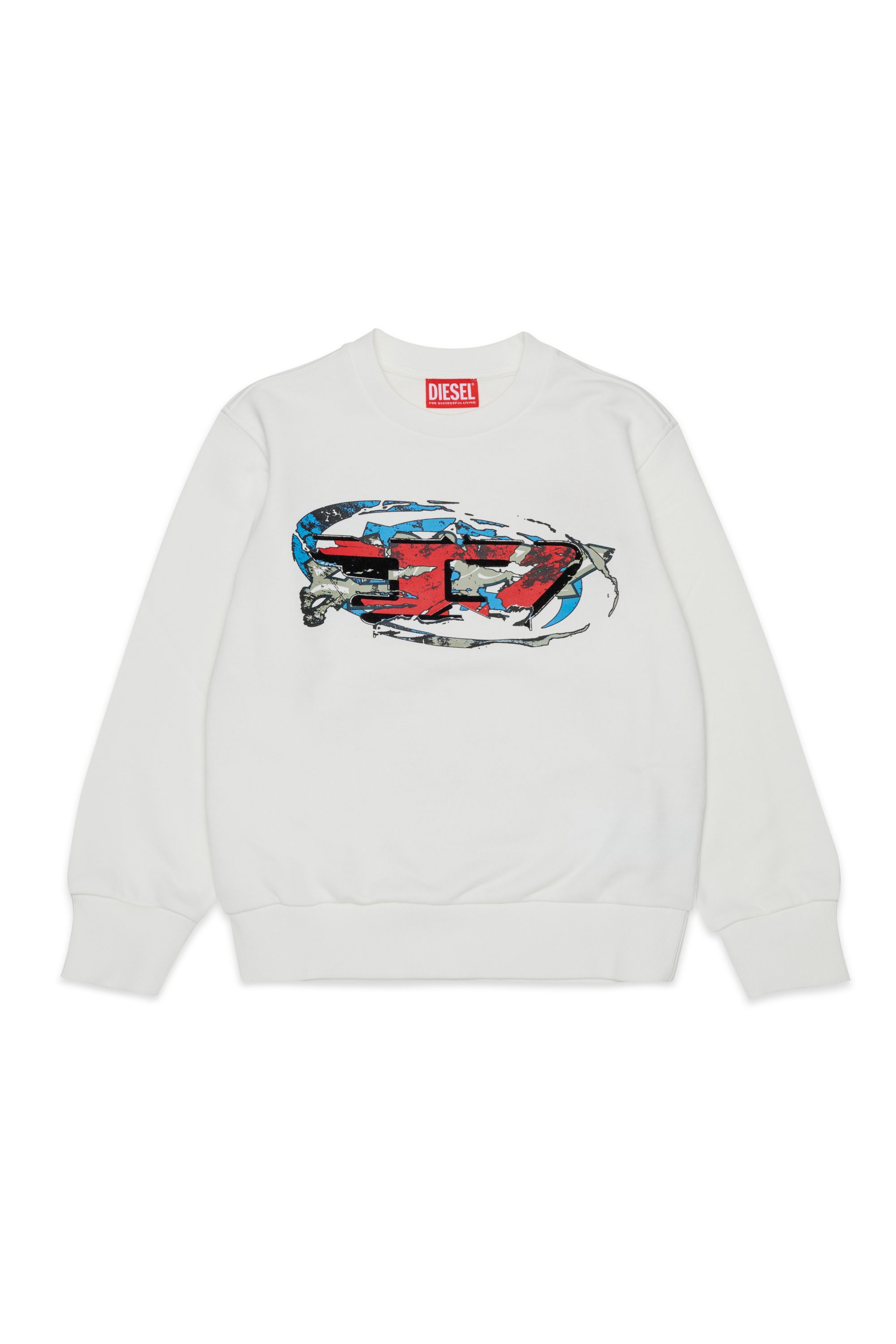 Diesel - SCRAP OVER, Man's Sweatshirt with Oval D graphic print in White - 1