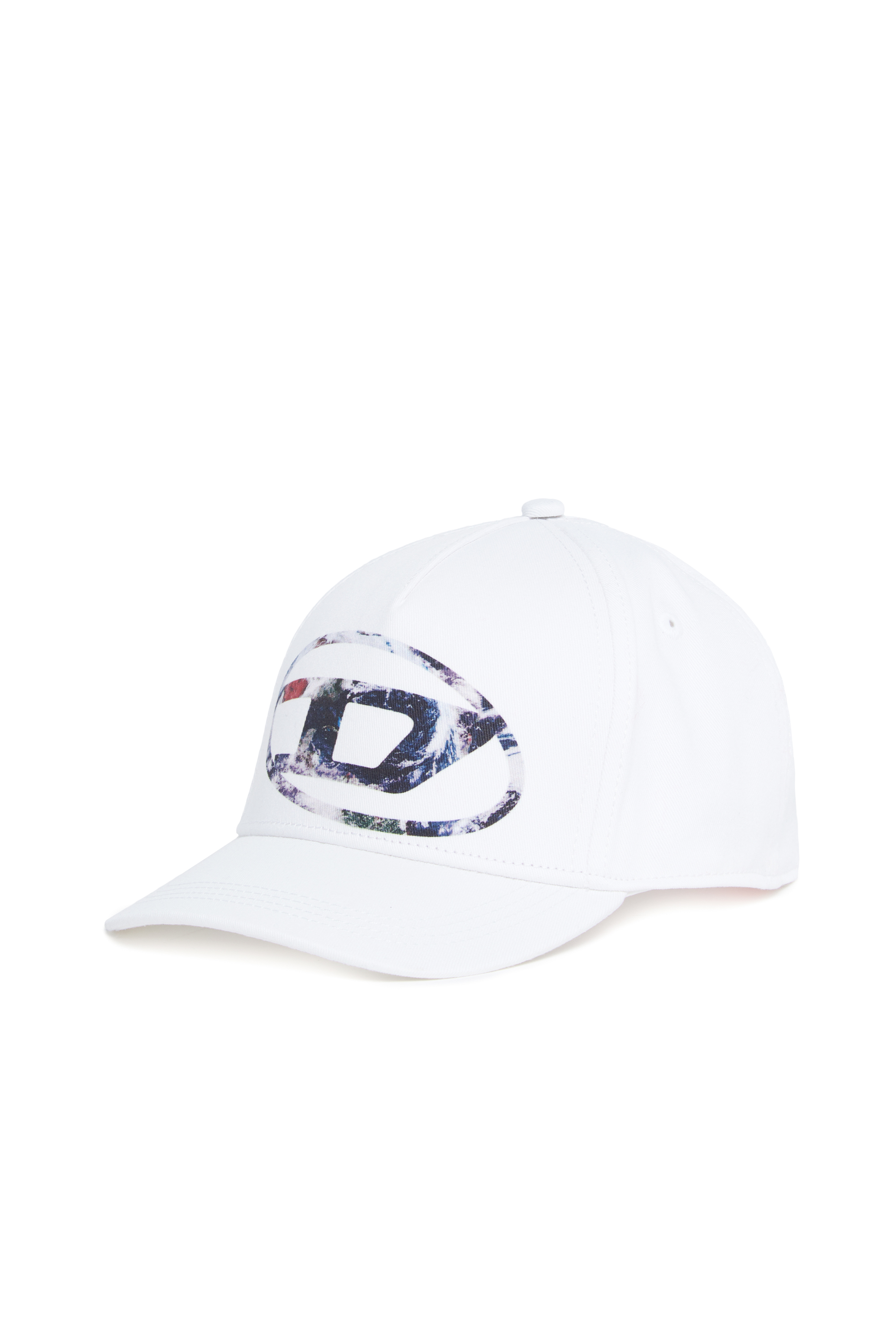 Diesel - FZERIL, Unisex Baseball cap with Earth-print Oval D logo in White - Image 1