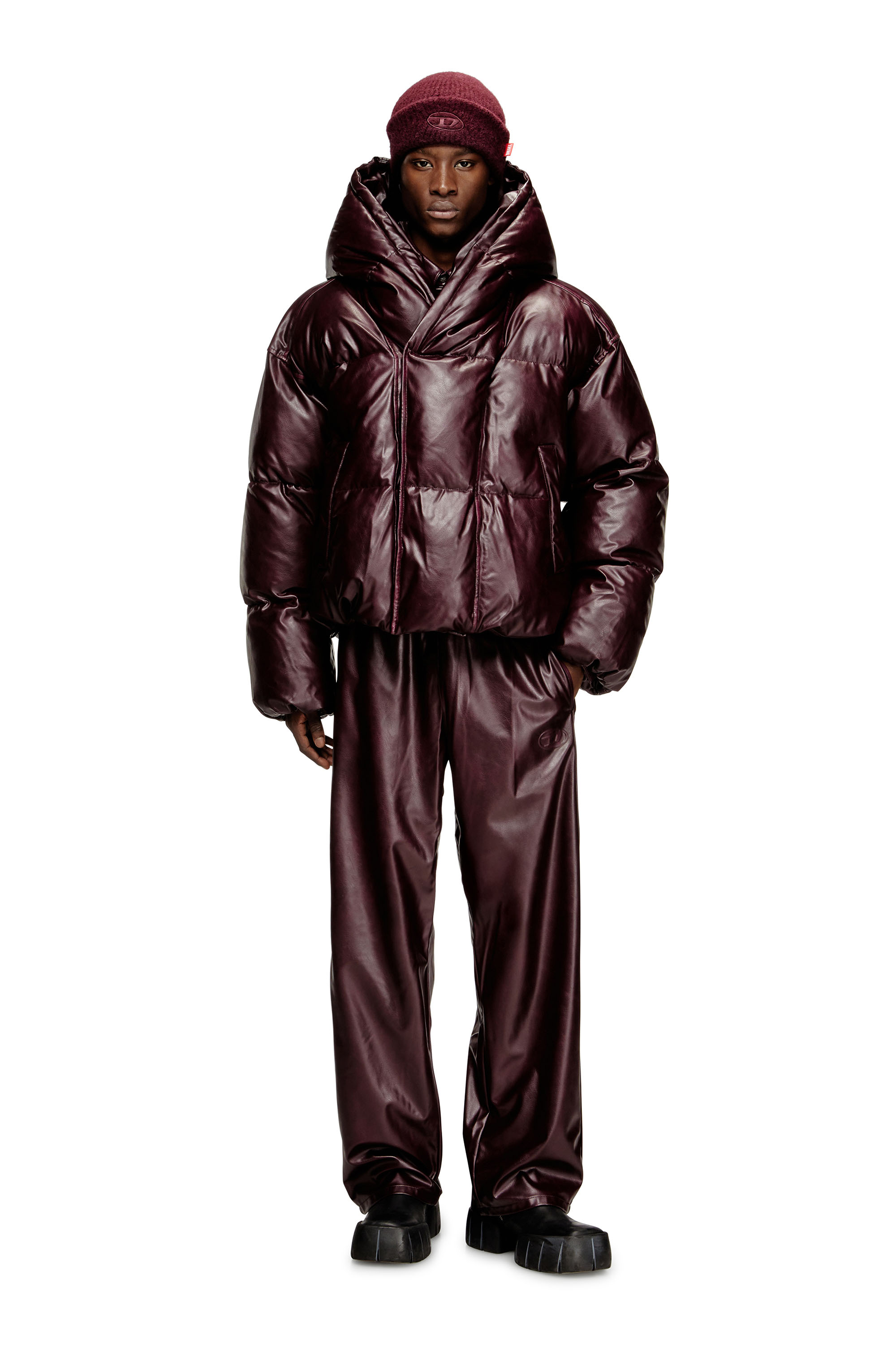 Diesel - FR-K-LOLLO-HAT, Unisex's Burgundy beanie with Oval D embroidery in Burgundy - 4