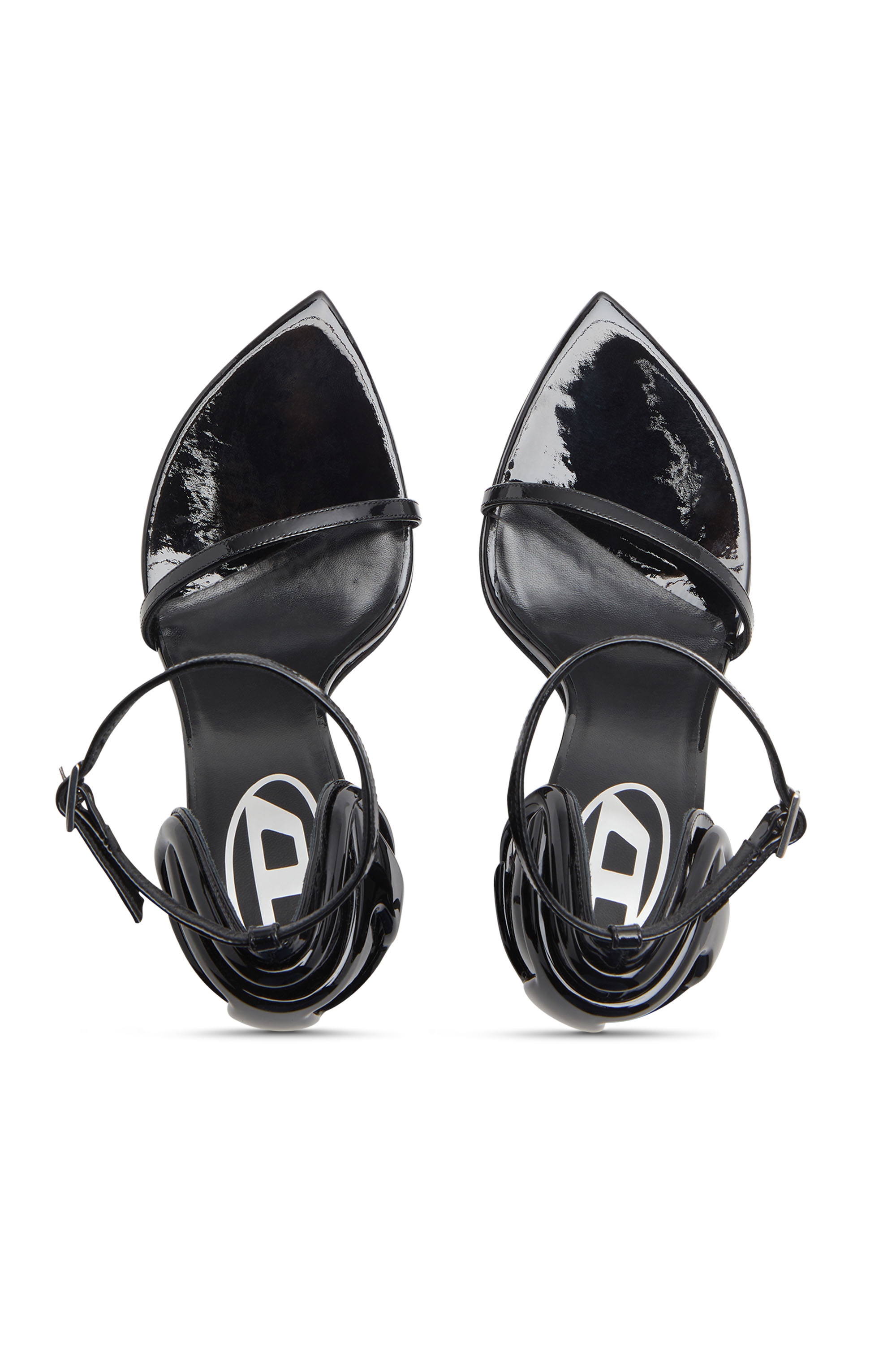 Diesel - D-TEN&HALF SANDAL, Woman's D-Ten&Half-Stiletto sandals in patent leather and satin in Black - 5