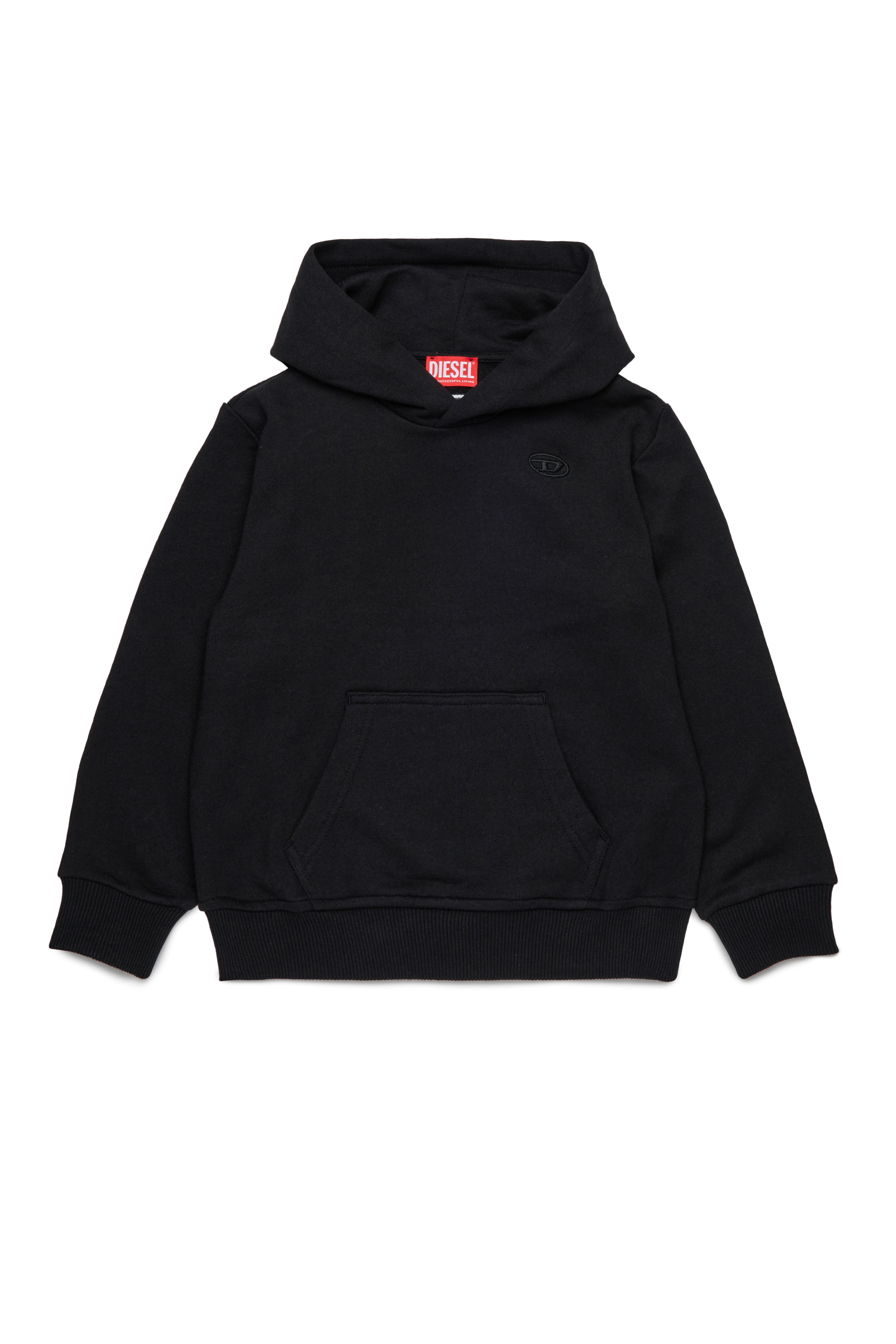 Diesel - SMACSHOODMEGOVALD OVER, Man's Hoodie with mega Oval D embroidery in Black - 1