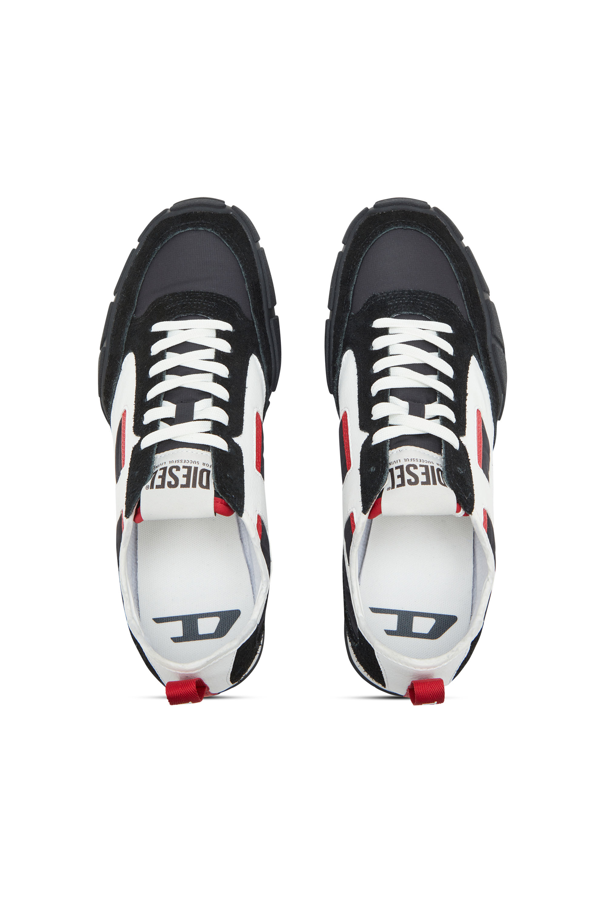 Diesel - S-PAGODHA LOW, Man's S-Pagodha-Sneakers in leather, suede and ripstop in Black/Red - 4