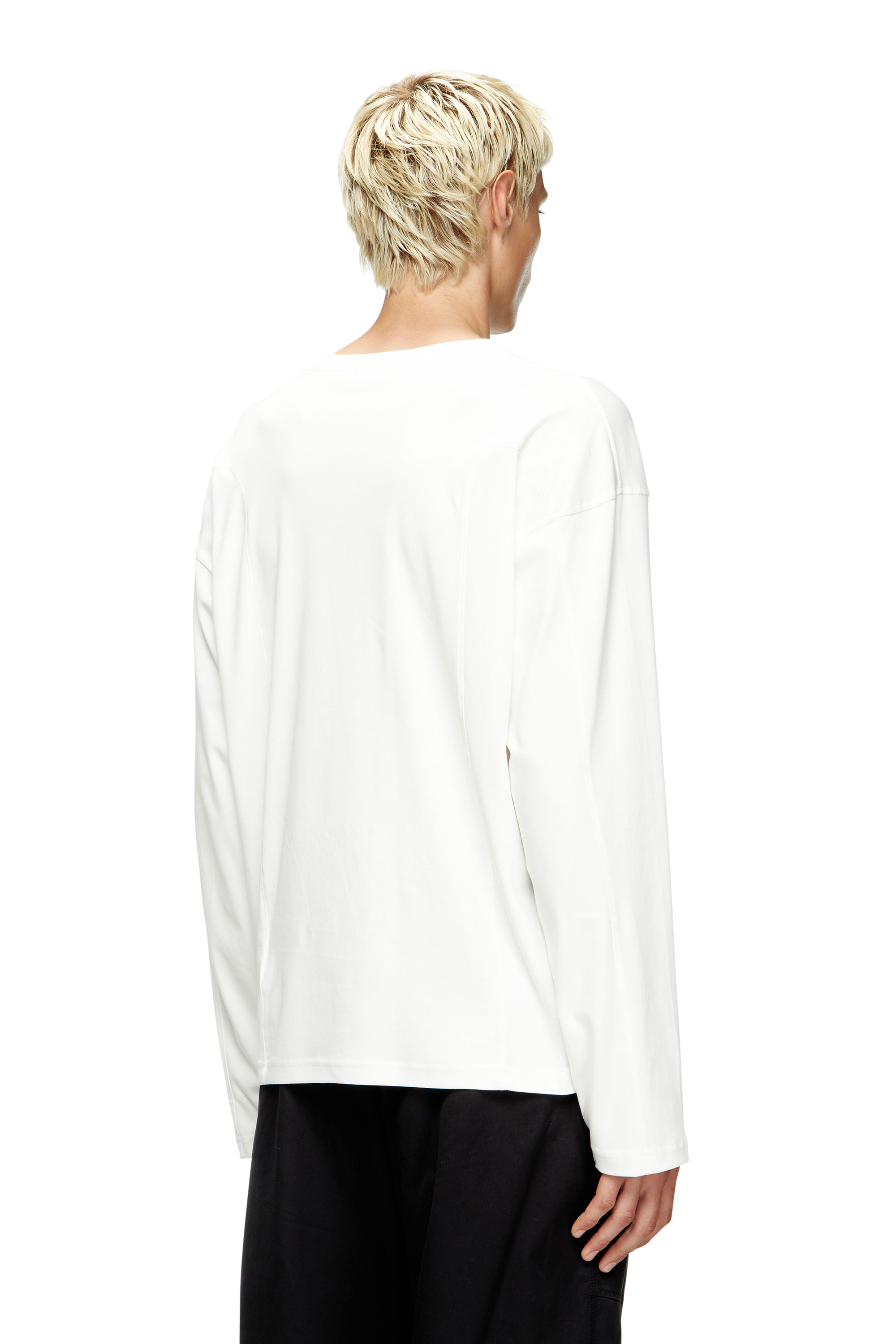 Diesel - T-BOXT-LS-INT, Man's Long-sleeve T-shirt with panels in White - 4