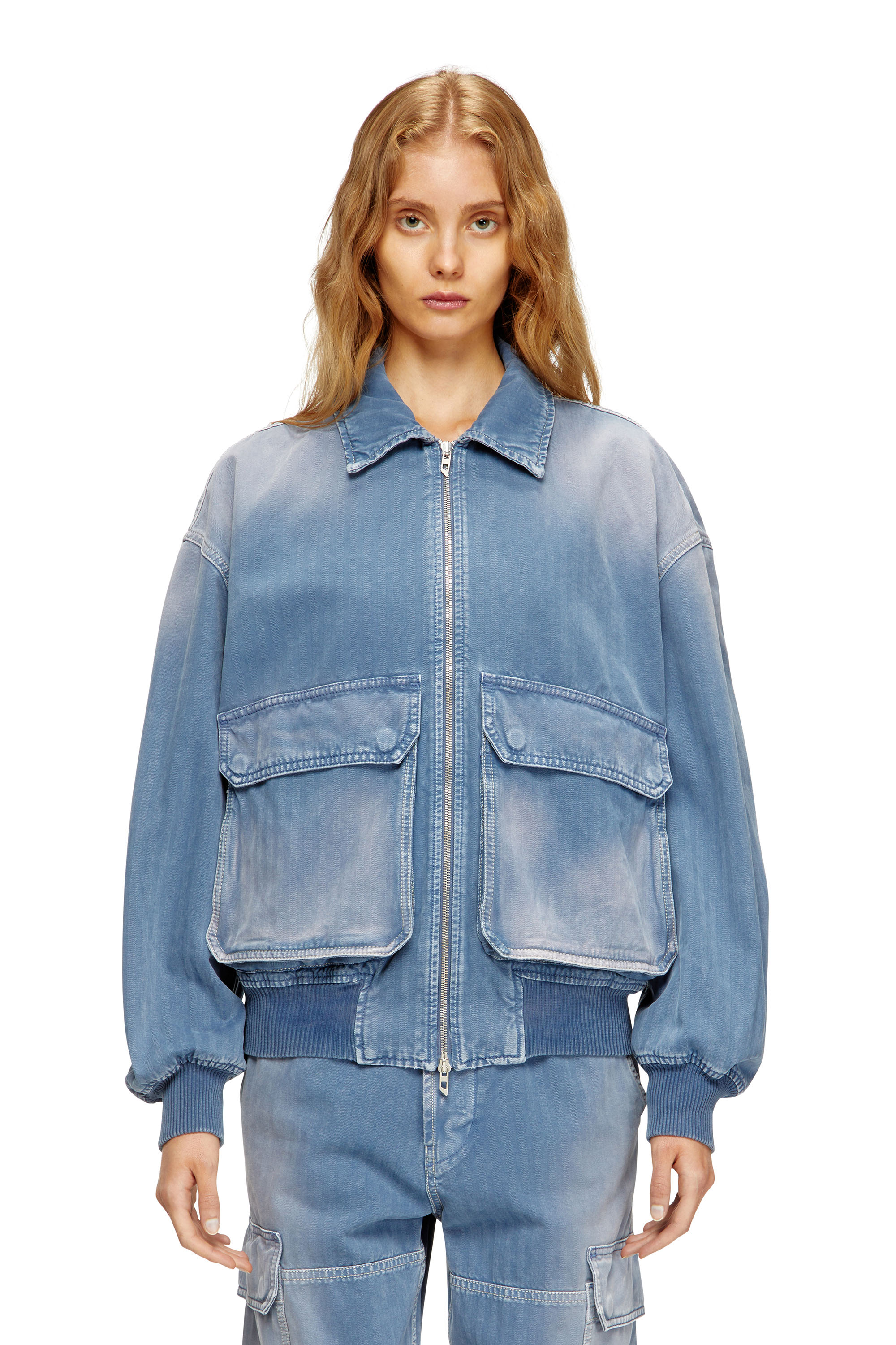 Diesel - D-KURZ, Unisex's Jacket in coloured herringbone denim in Light Blue - 6