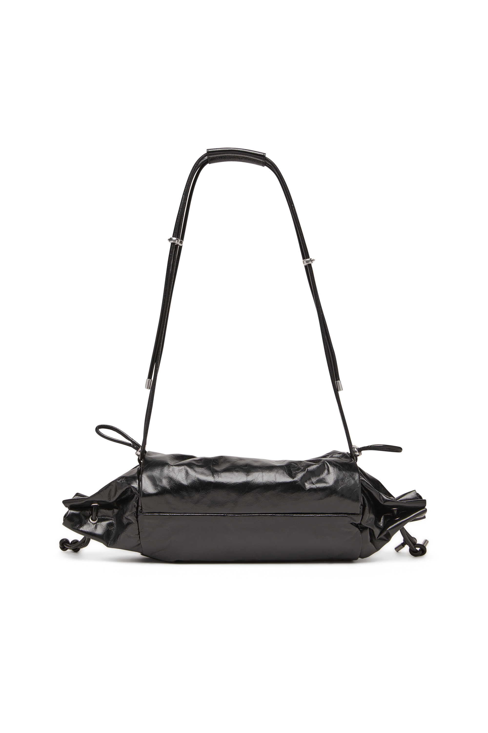 Diesel - SCRUNCH-D SHOULDER M, Woman's Scrunch-D M-Borsa a spalla in pelle lucida in Black - 2