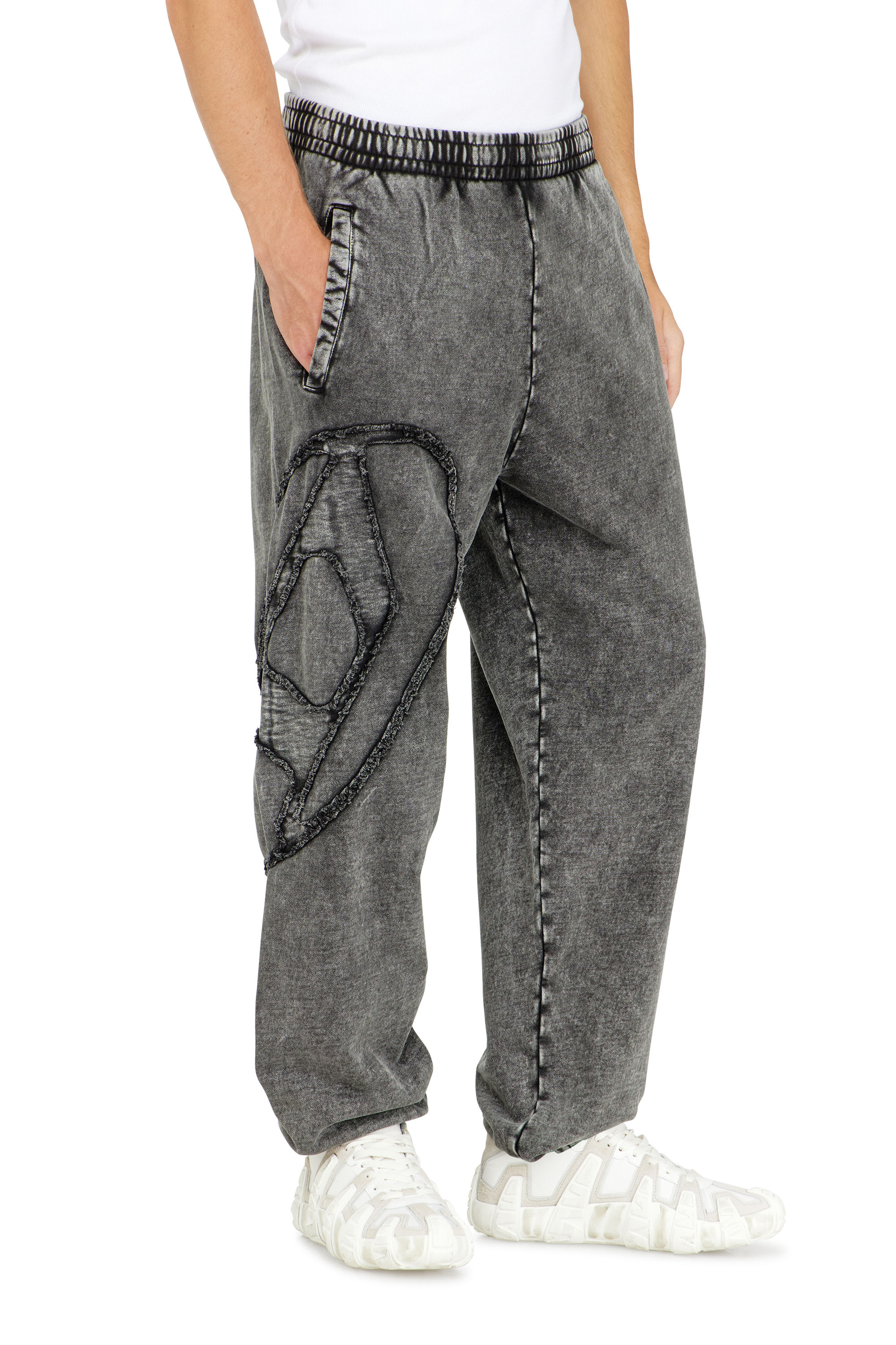 Diesel - P-MARKY-DEN, Man's Organic cotton sweatpants with Oval D patch in Dark grey - 3