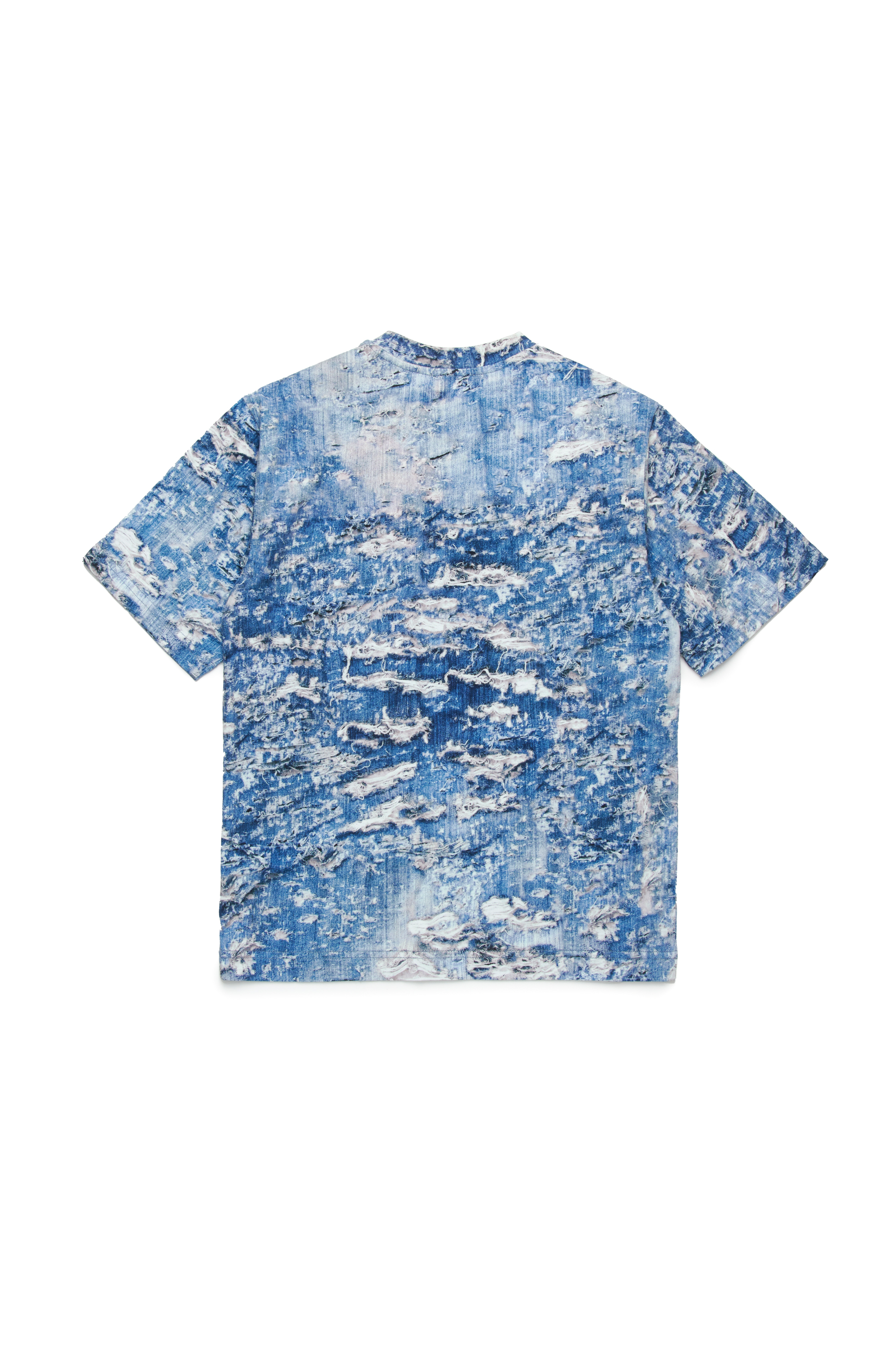 Diesel - TARSTON OVER, Man's T-shirt with Tiger Breaks trompe l'oeil in Blue - 2