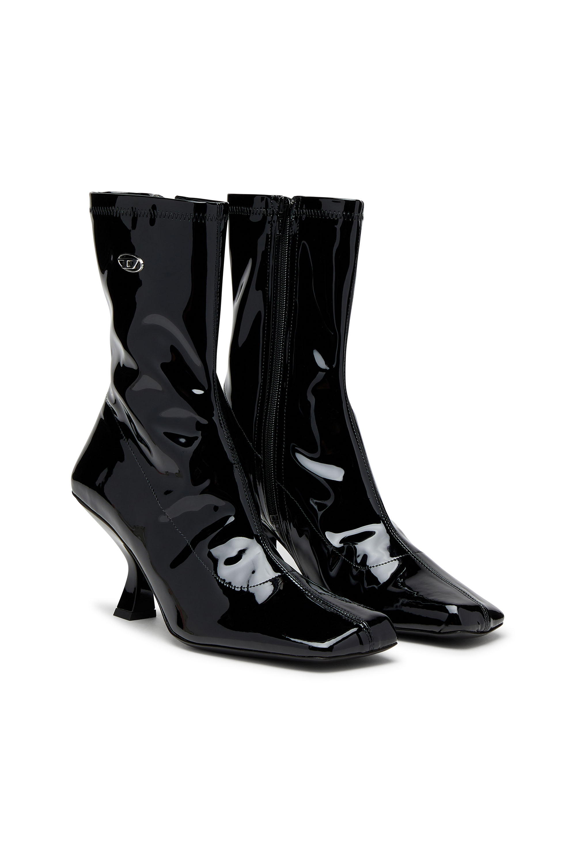 Diesel - D-AMBER MD BT, Woman's D-Amber-Ankle boots in patent stretch PU in Black - 2