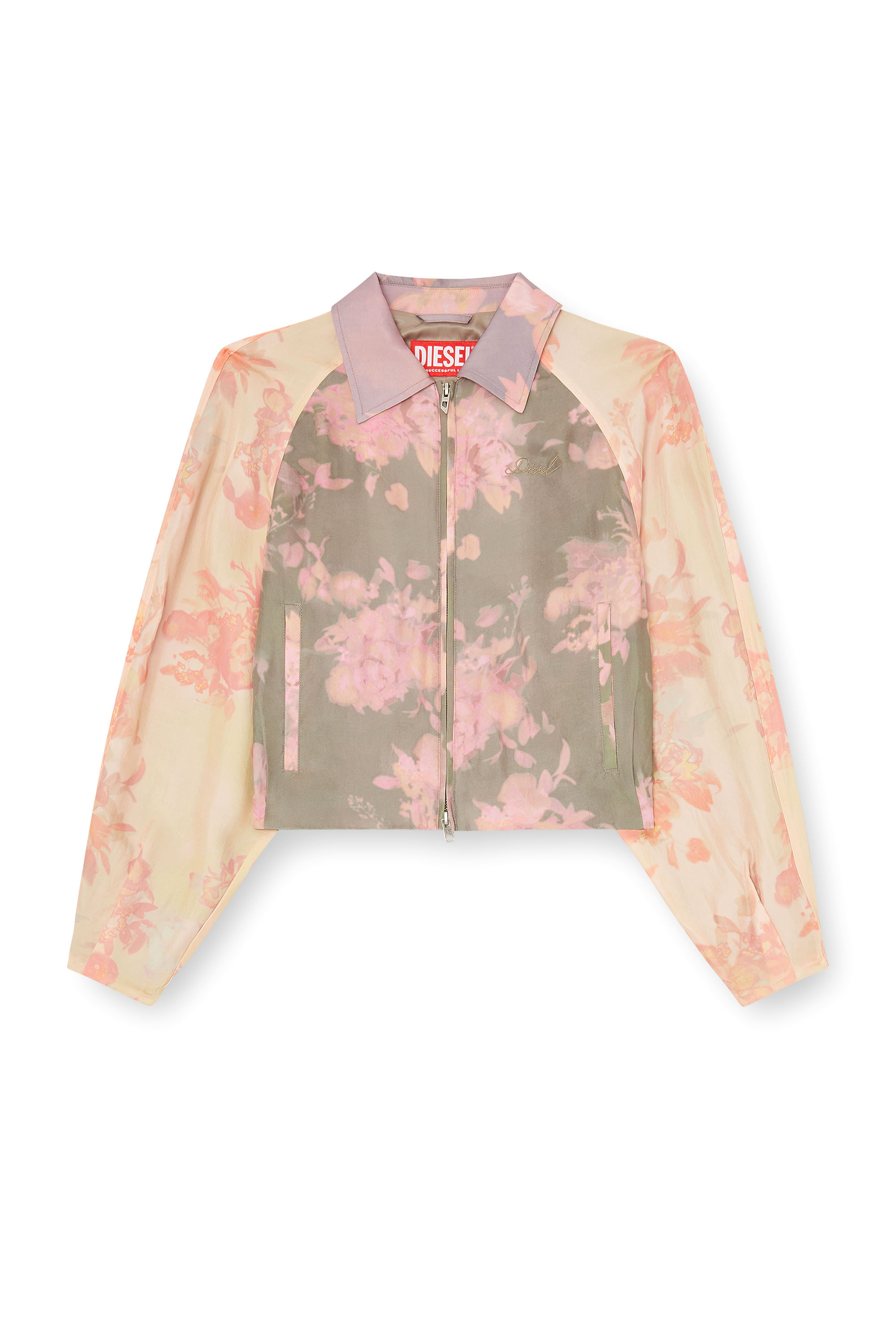 Diesel - G-ALENA, Woman's Floral bomber jacket in crinkled acetate in null - 3