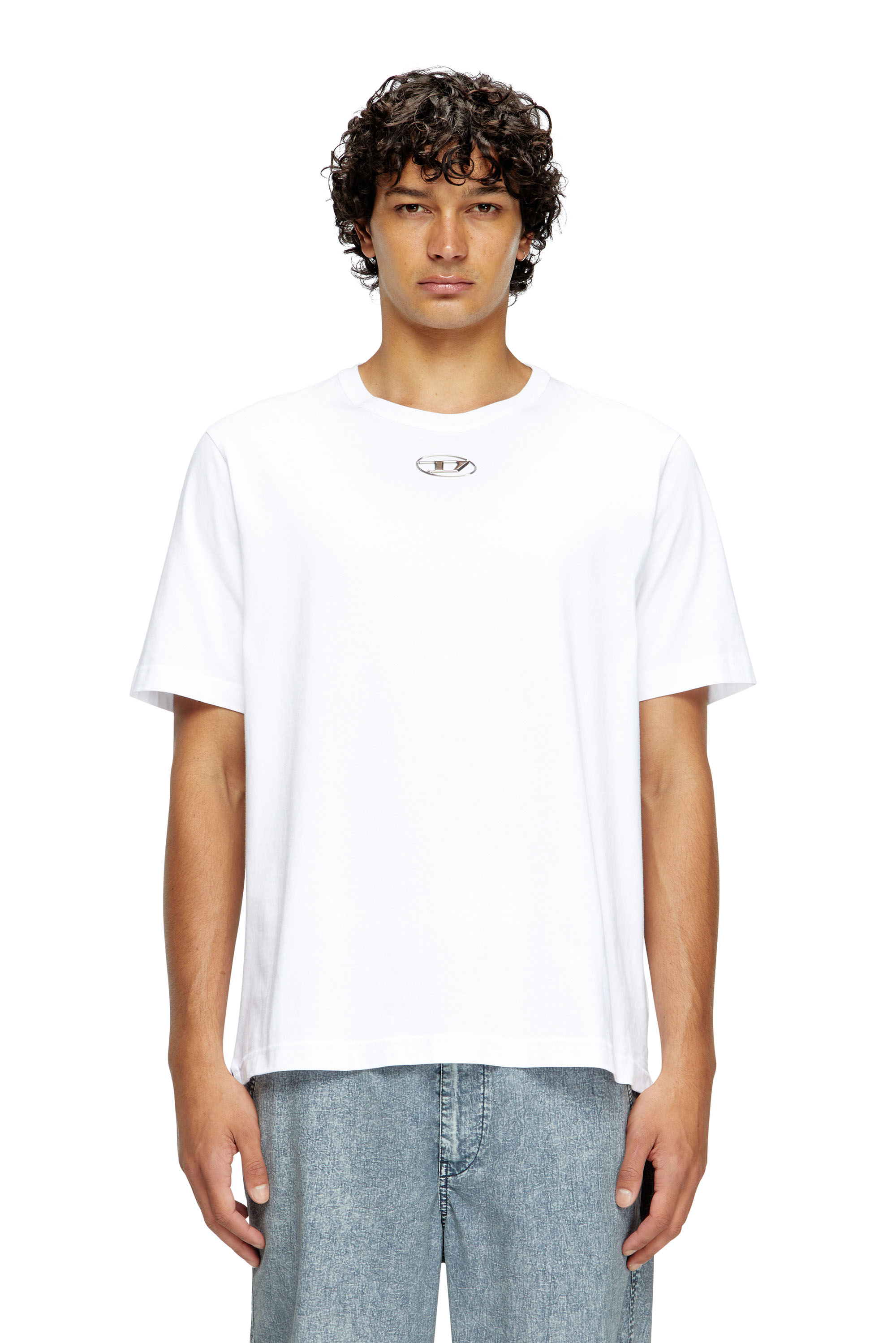 T-JUST-OD, White Diesel - T-JUST-OD, Man's T-shirt with injection moulded logo in White - 3