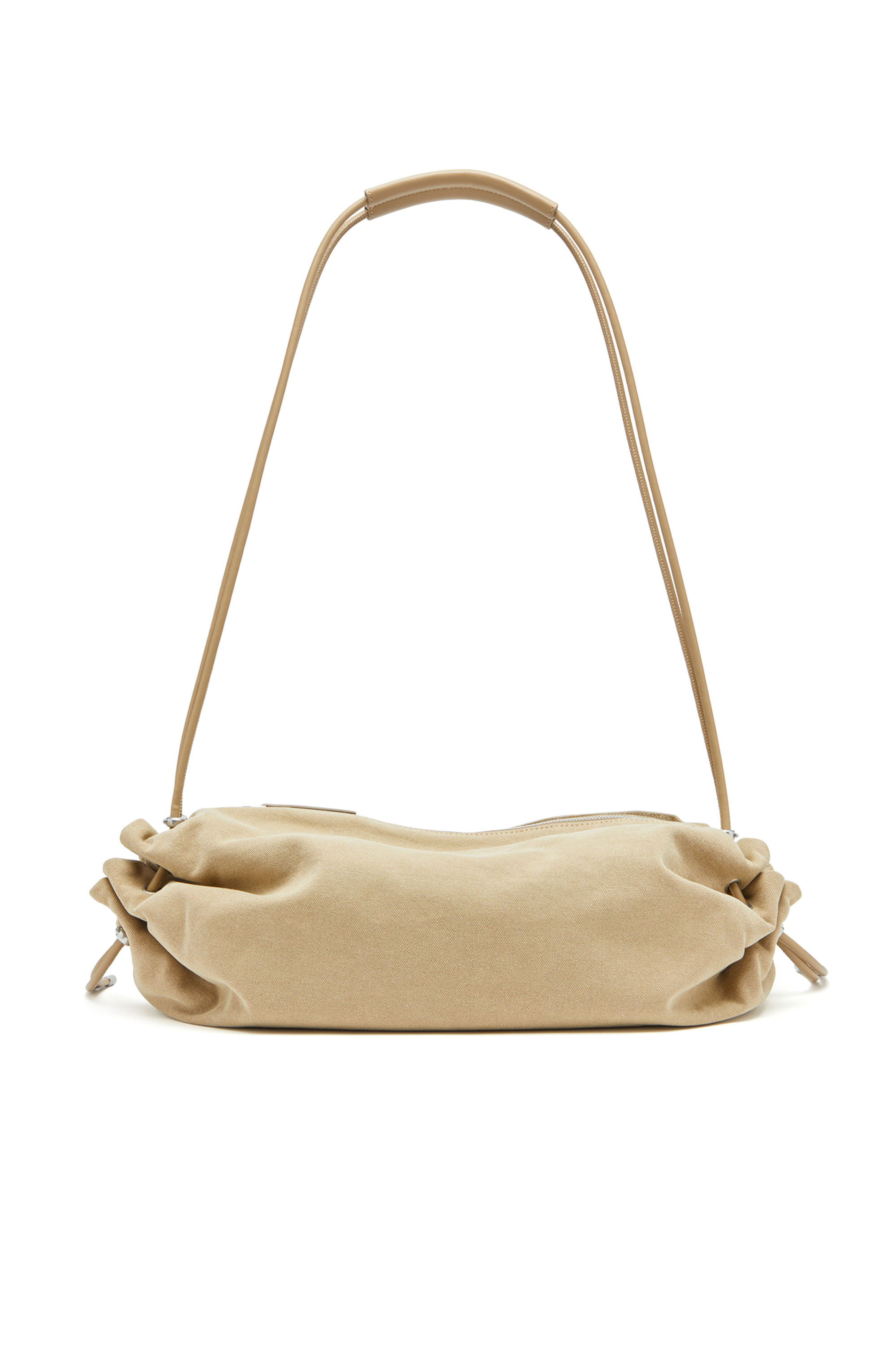 Diesel - SCRUNCH-D CROSSBODY L, Woman's Scrunched duffle bag in treated canvas in Beige - 2