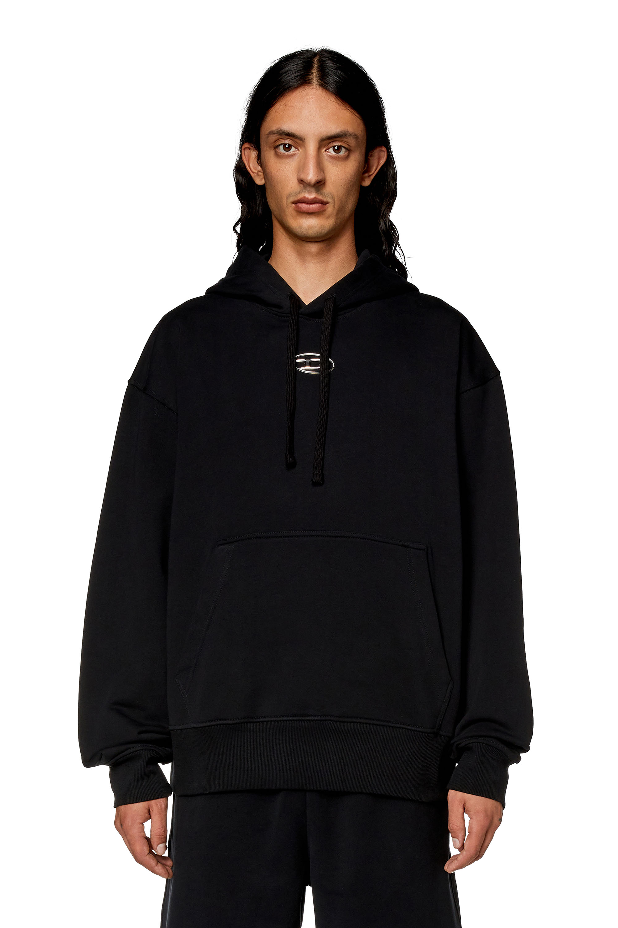 Diesel - S-MACS-HOOD-OD, Man's Oversized hoodie with metallic logo in Black - 5